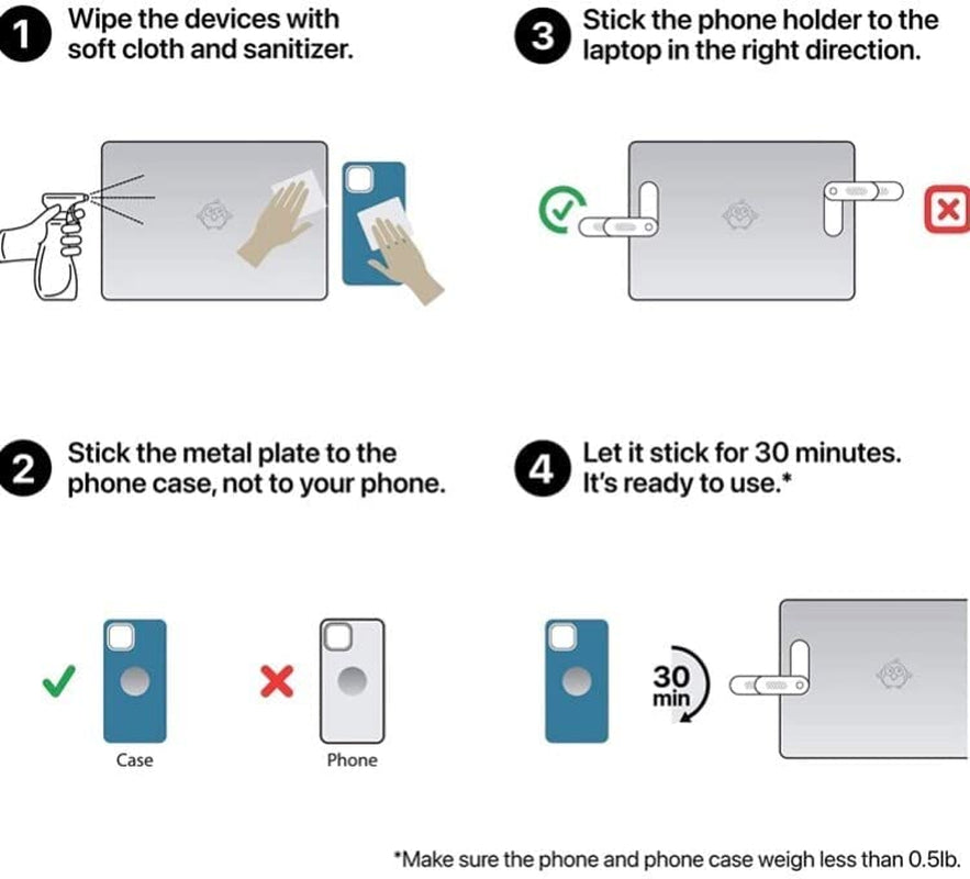 Dual Screen Magnetic Phone Holder for Laptop Portable Laptop Holder Adjustable Stand Foldable Side Mount Clip Slim Portable 3 in 1 Multi-Functional Holder Laptop  USA   