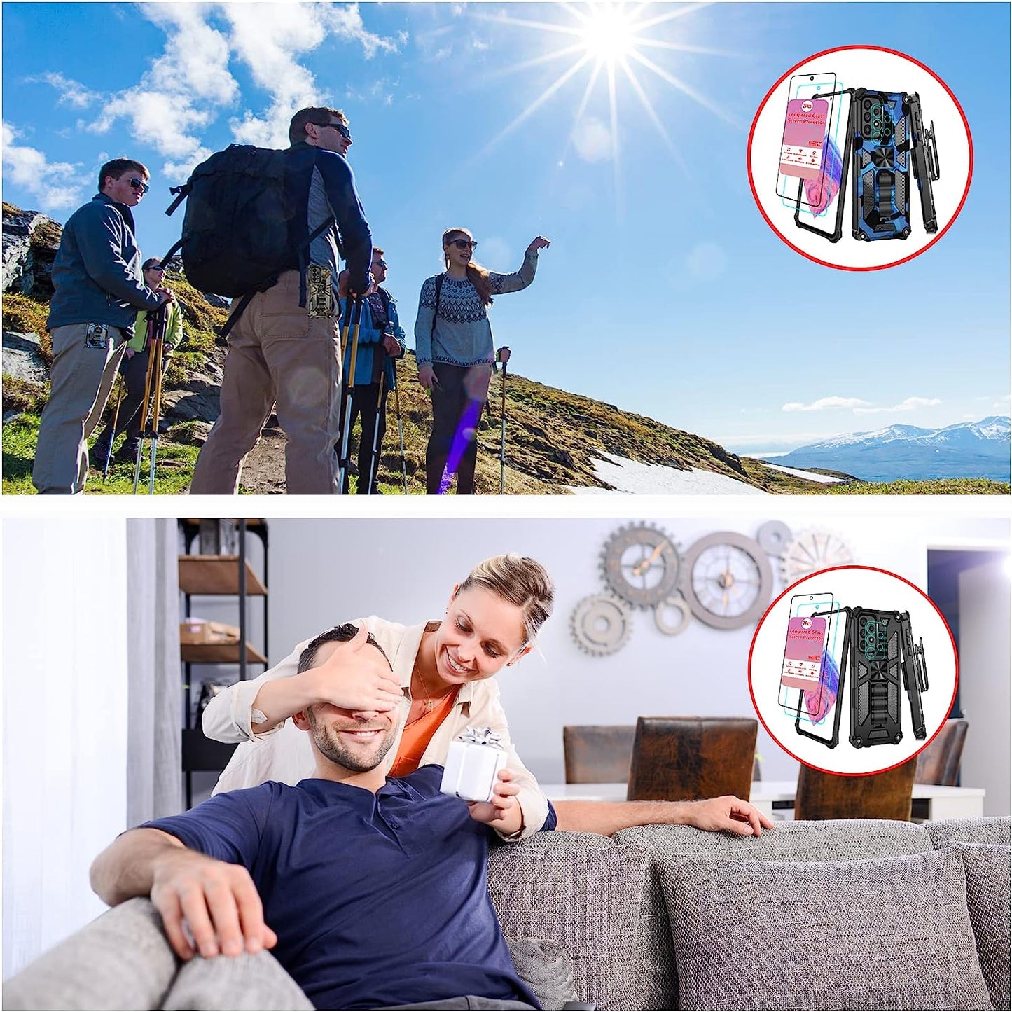 Case for Samsung Galaxy A53 Case with Screen Protector Samsung Galaxy A53 Case with Clip Galaxy A53 Case with Kickstand Military Grade Heavy Duty Camo Case for Samsung Galaxy A53 Men Women (Blue)  huiyi   