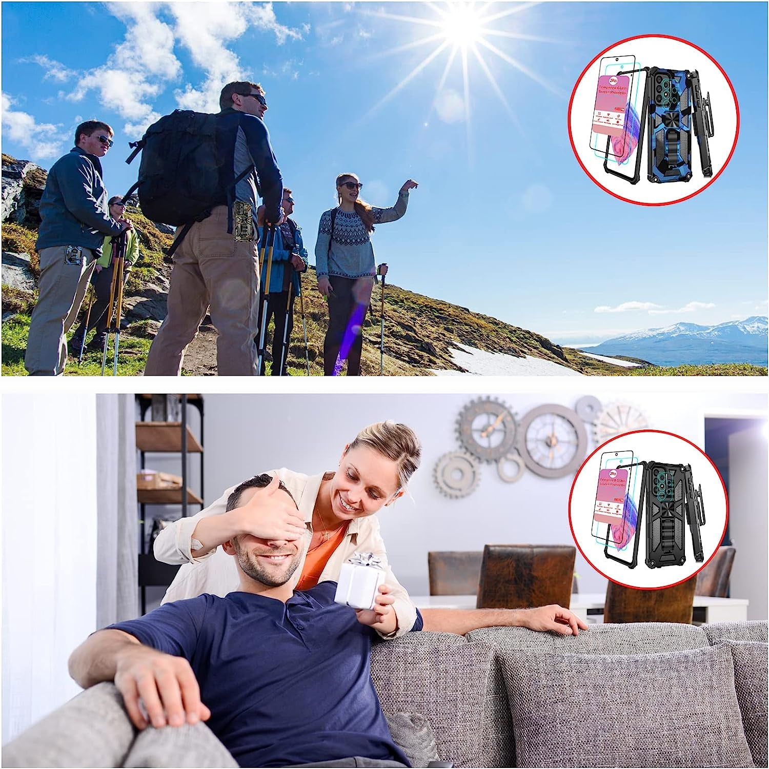 Case for Samsung Galaxy A53 Case with Screen Protector Samsung Galaxy A53 Case with Clip Galaxy A53 Case with Kickstand Military Grade Heavy Duty Camo Case for Samsung Galaxy A53 Men Women (Blue)  huiyi   