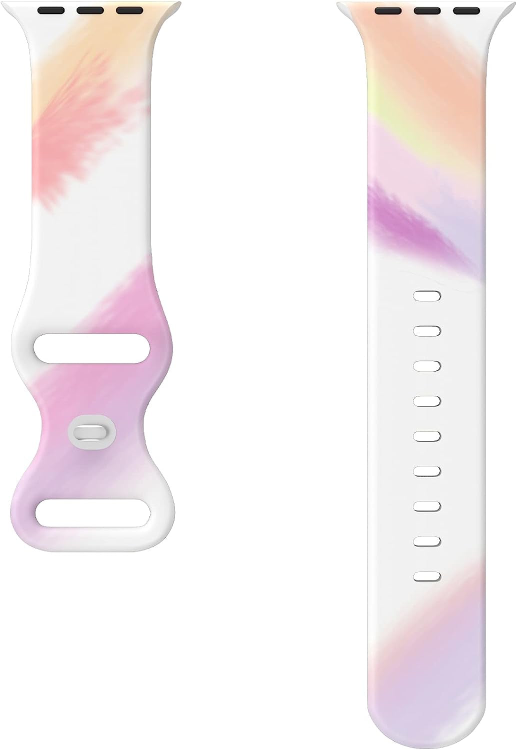 Sport Apple Watch Bands 38Mm 40Mm 41Mm 42Mm 44Mm 45Mm for Women Men Graffiti Tie Dye Soft Silicone Replacement Watch Band Breathable Strap Wristband for Apple Watch Series SE 7 6 5 4 3 2 1 Iwatch Band  HONEYBABY   