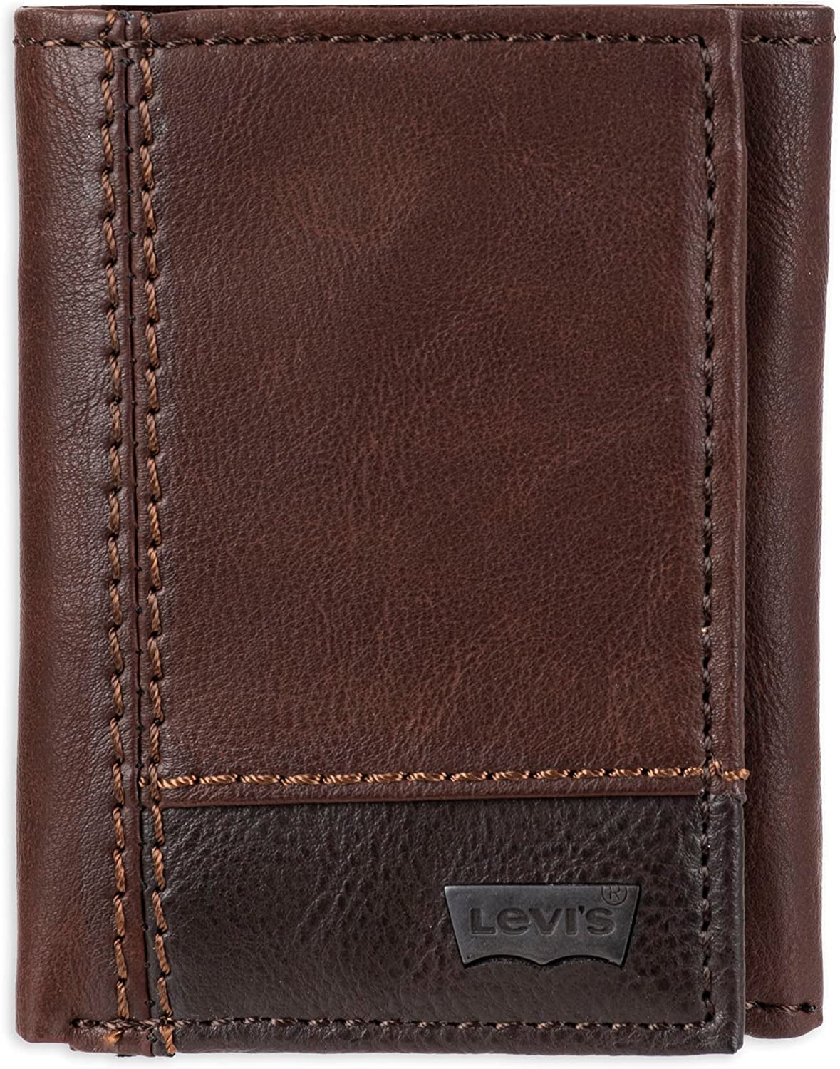 Levi'S Men'S Sleek and Slim Trifold Minimalist Wallet  Levi's Brown Two Tone One Size 