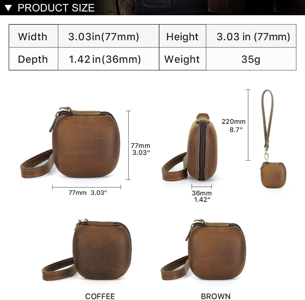 Leather Case for Beats Fit Pro,Hiram Crazy Horse Cowhide Leather Portable Travel Case for Beats Fit Pro,Wireless Earphone Cases for Beats Fit Pro Charging Case(Brown)  Hiram   