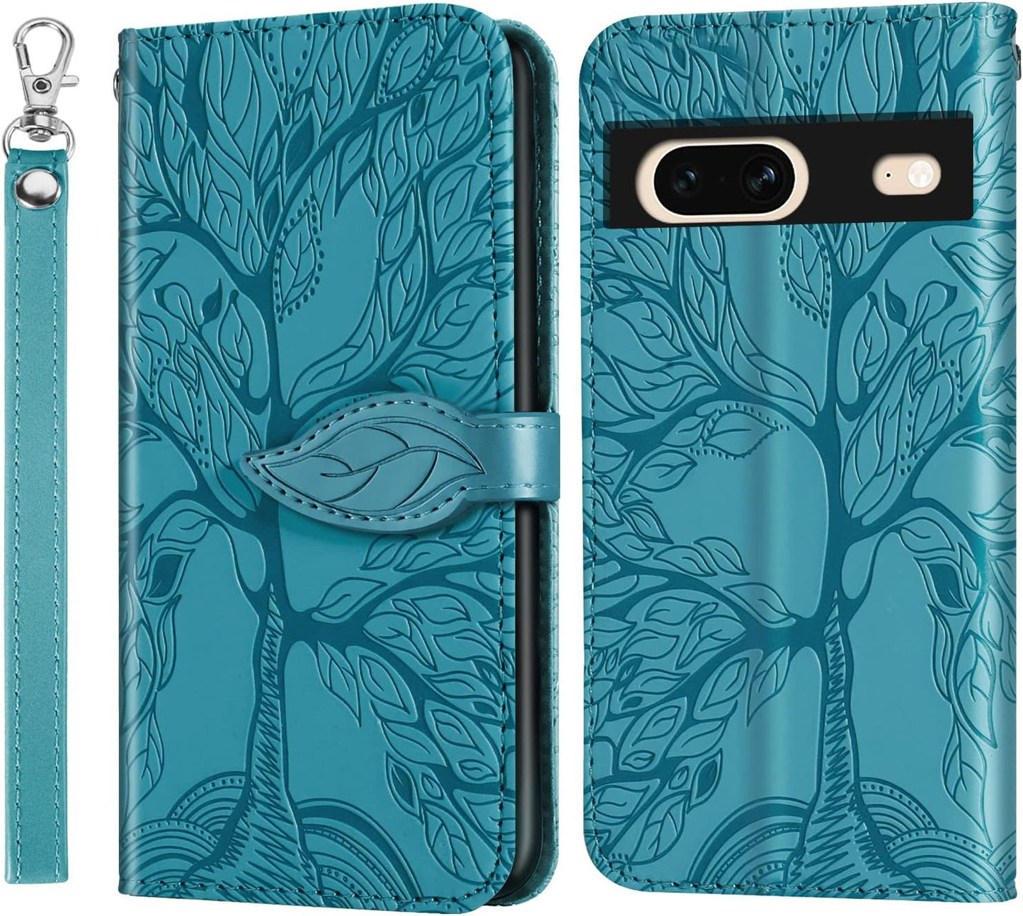 Varohix Google Pixel 6 Wallet Case with Card Holder/Slot,Pu Leather Folio Flip Shell [Kickstand][Magnetic Closure][Wrist Strap] Shockproof Cover Fit Google Pixel 6(6.4''),Brown  Varohix Turquoise Google Pixel 7 