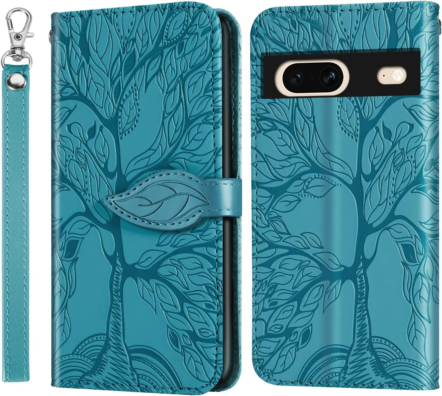 Varohix Google Pixel 6 Wallet Case with Card Holder/Slot,Pu Leather Folio Flip Shell [Kickstand][Magnetic Closure][Wrist Strap] Shockproof Cover Fit Google Pixel 6(6.4''),Brown  Varohix Turquoise Google Pixel 7 