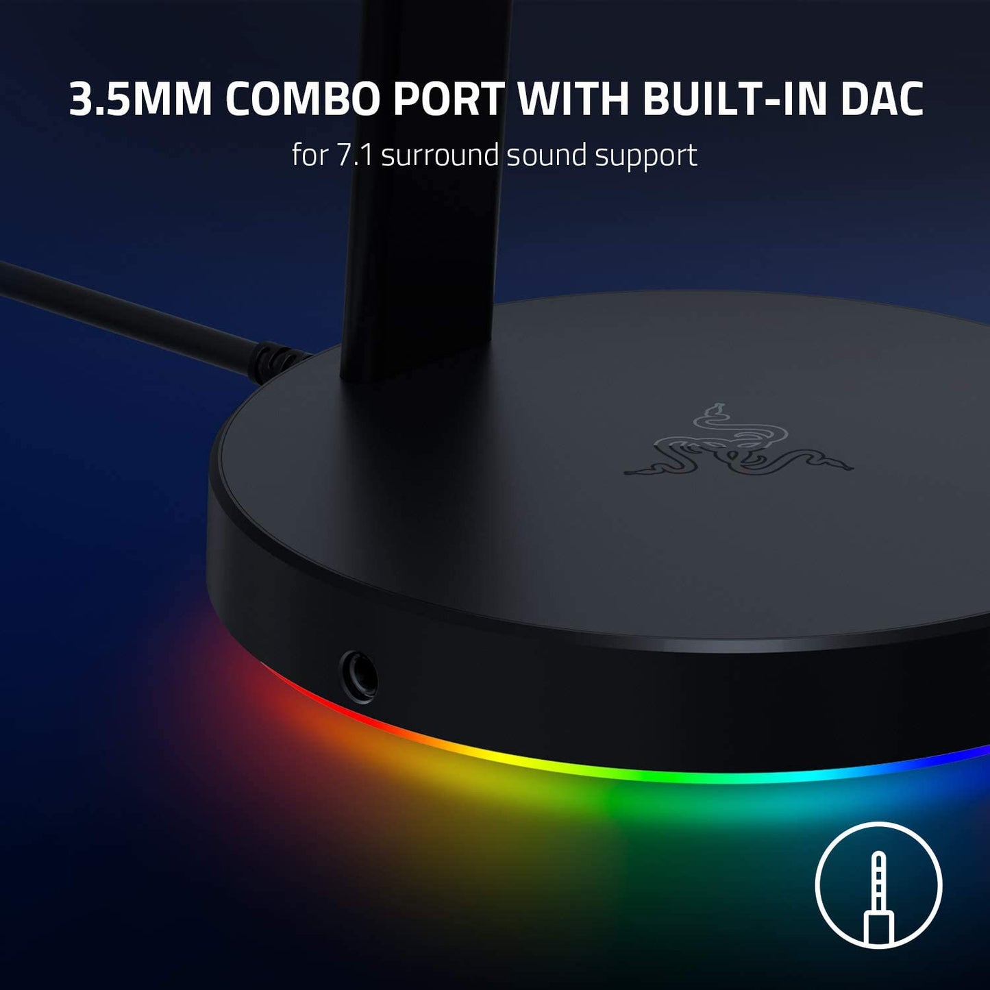 Razer Base Station V2 Headphone Stand Chroma: RGB Lighting - USB Charging – 3.5Mm Port with Built-In DAC - Classic Black  Razer   
