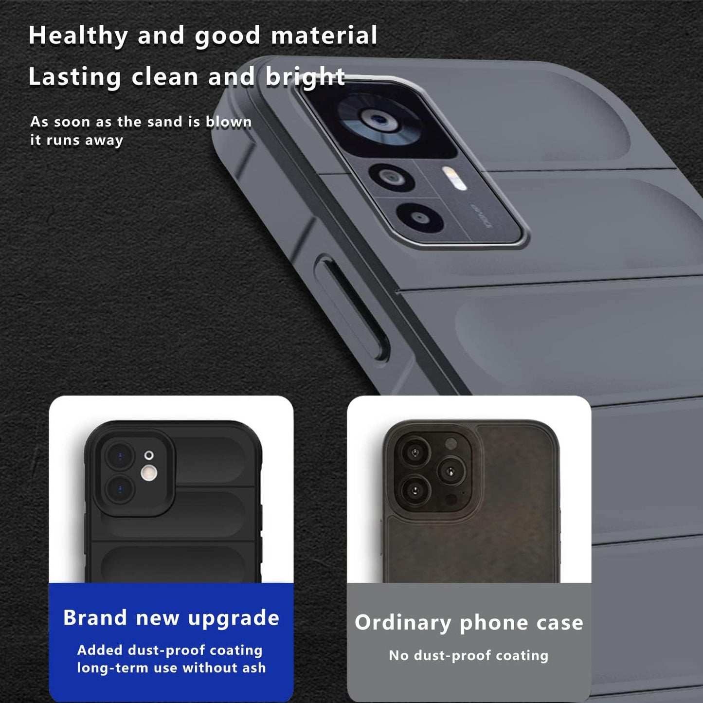 Tiwinxing Case Compatible with Xiaomi Redmi Note 12S Case Shockproof, Soft TPU Slim Redmi Note 12S Case for Women Men Anti-Scratch Protective Phone Case (Grey)  Tiwinxing   