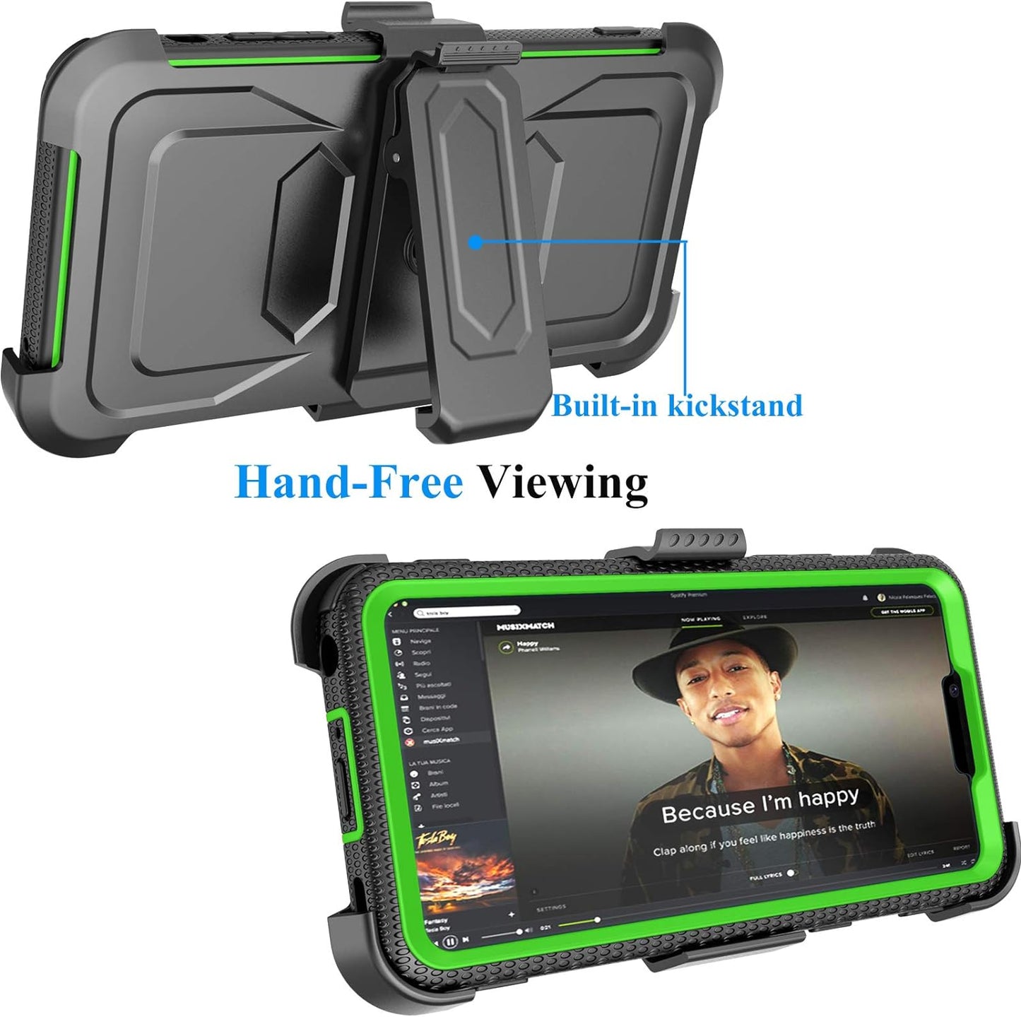 Njjex Compatible with LG G8 Thinq Case/Lg G8 Holster Case, [Nbeck] Shockproof Heavy Duty Built-In Screen Protector Rugged Locking Swivel Belt Clip Kickstand Hard Shell Cover [Green]  NJJEX   