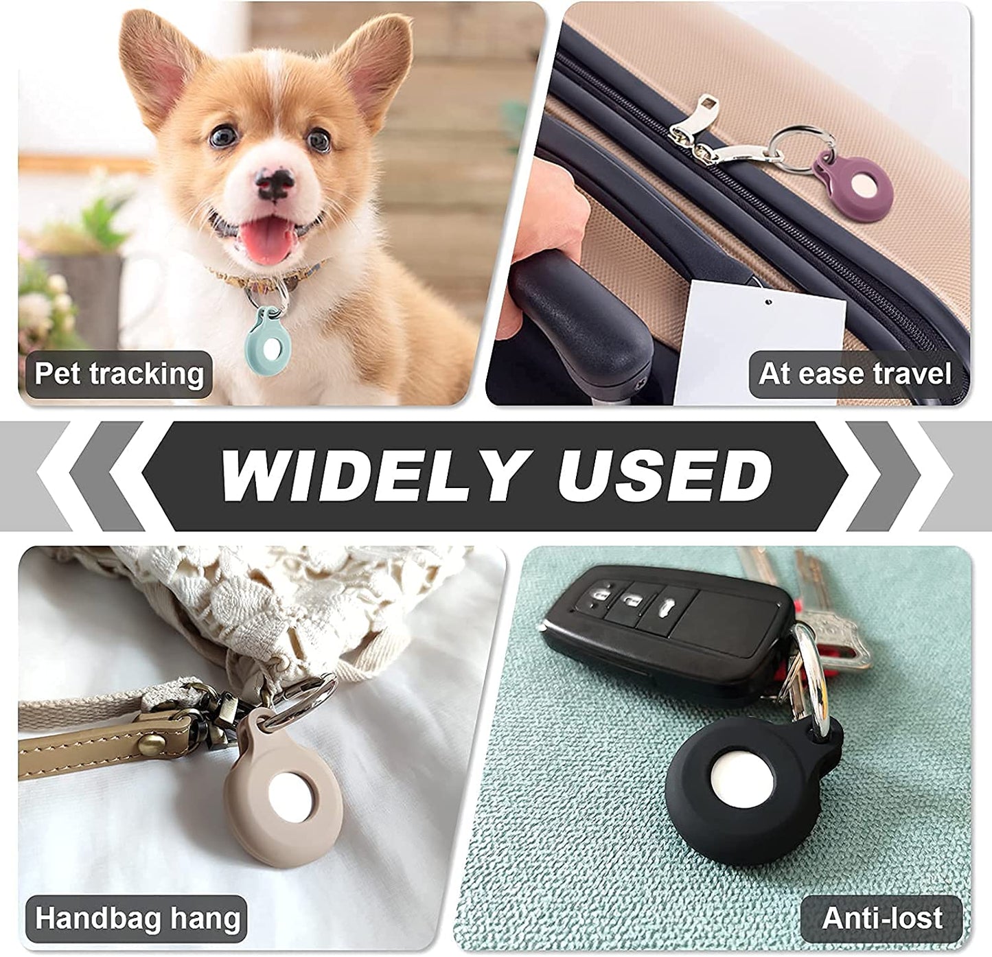 Airtag Case Compatible with Apple Airtag Case for Airtag Keychain,Pet Airtag Collar-Black  KENBU   