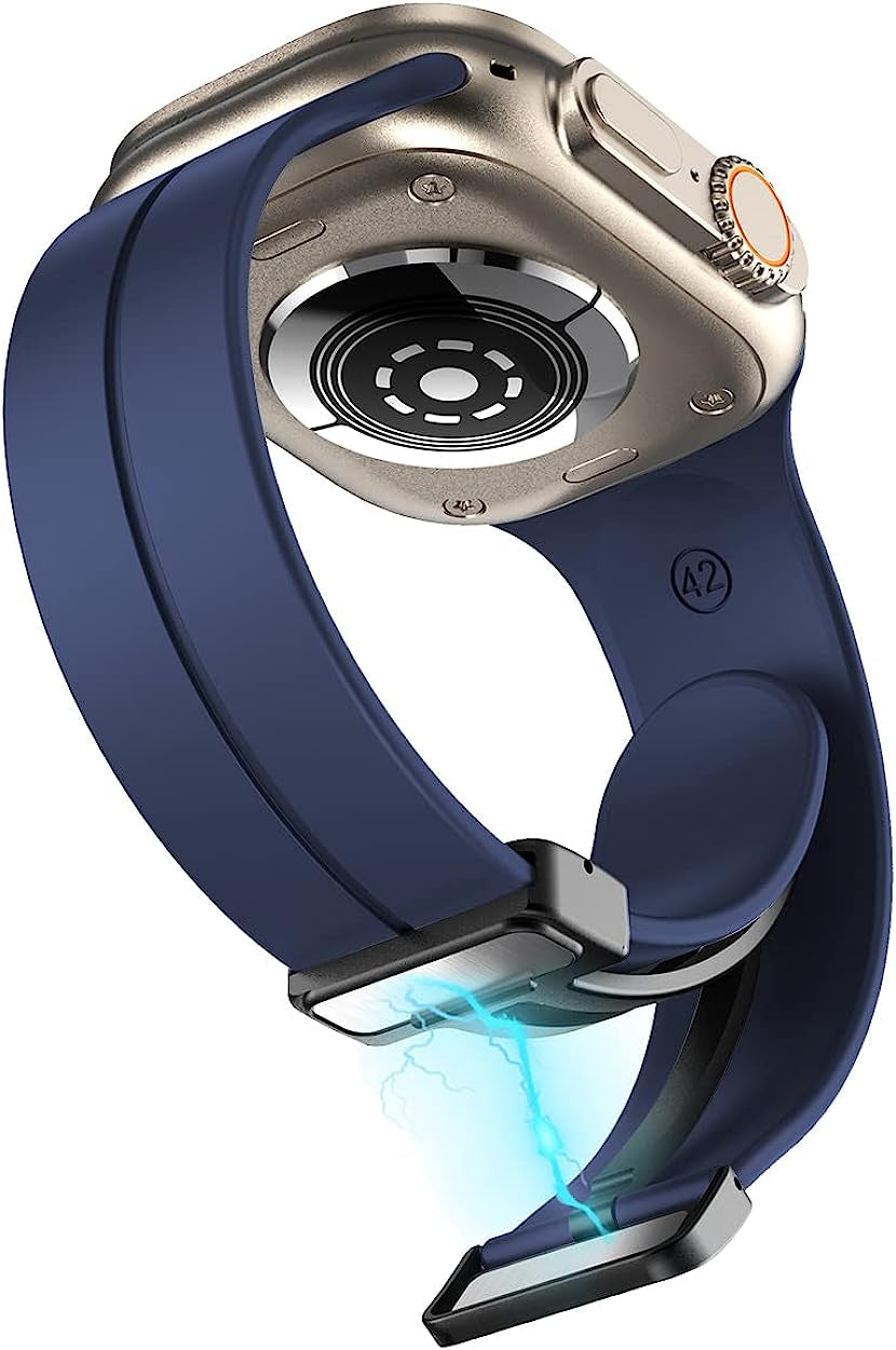 Meyzeli Compatible with Apple Watch Band 38Mm 40Mm 41Mm 42Mm 44Mm 45Mm 49Mm for Women Men, Soft Silicone Magnetic Buckle Sport Watch Band for Apple Watch SE Iwatch Series 8 7 6 5 4 3 2 1 Ultra  Meyzeli   