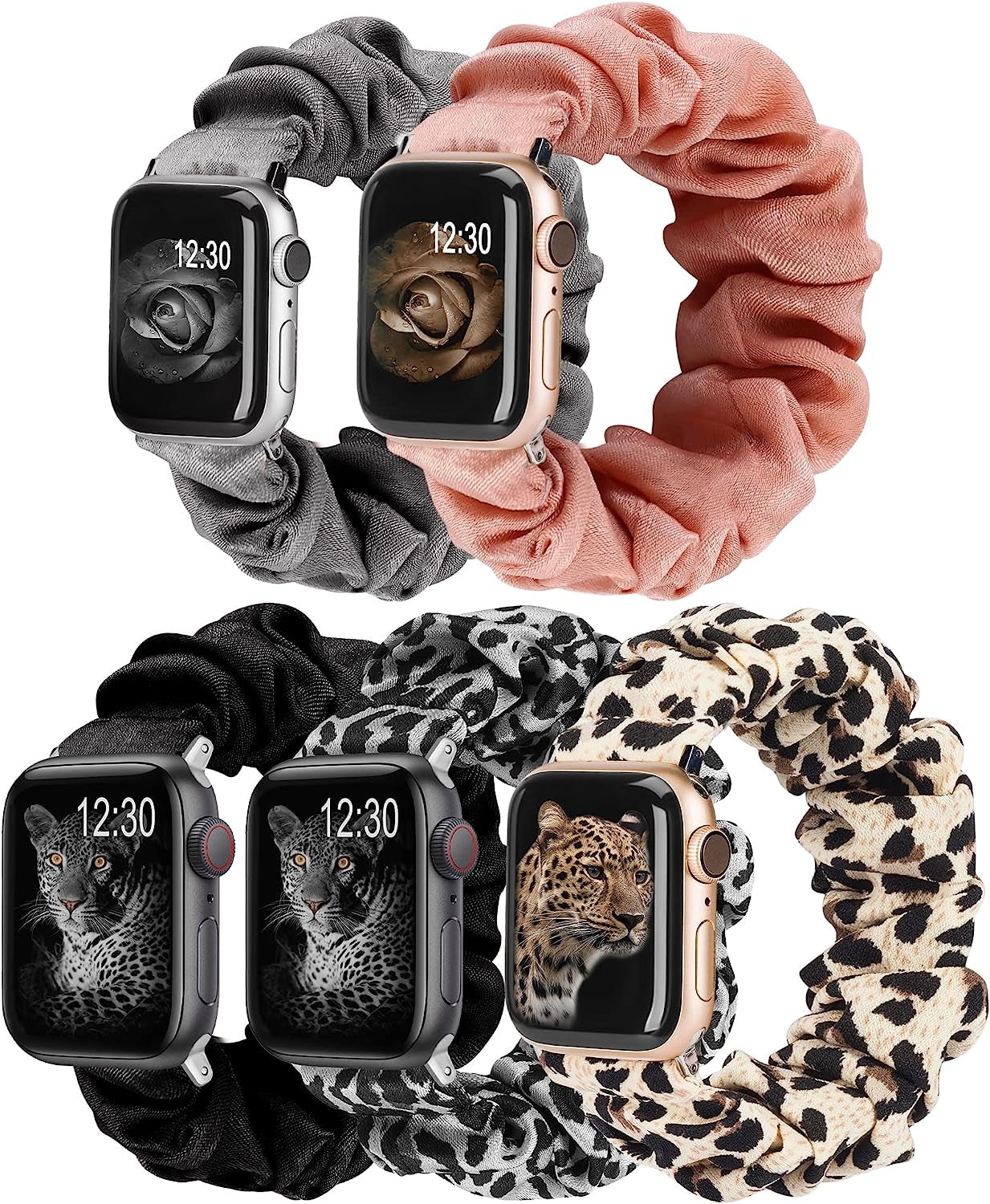TOYOUTHS 2 Packs Scrunchie Elastic Watch Bands Compatible with Apple Watch Bands 44Mm 42Mm 40Mm 38Mm 41Mm 45Mm for Women Stretchy Bands Bracelet Replacement Bands for Iwatch Series 8/7/6/5/4/3/2/1/SE  TOYOUTHS Mint/Black 42MM/44MM/45MM-L 
