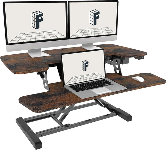FLEXISPOT Electric Standing Desk Converter, 36'' Height Adjustable Motorized Desk Riser for Computer Monitors & Laptop Workstation, Rustic Color  FLEXISPOT   