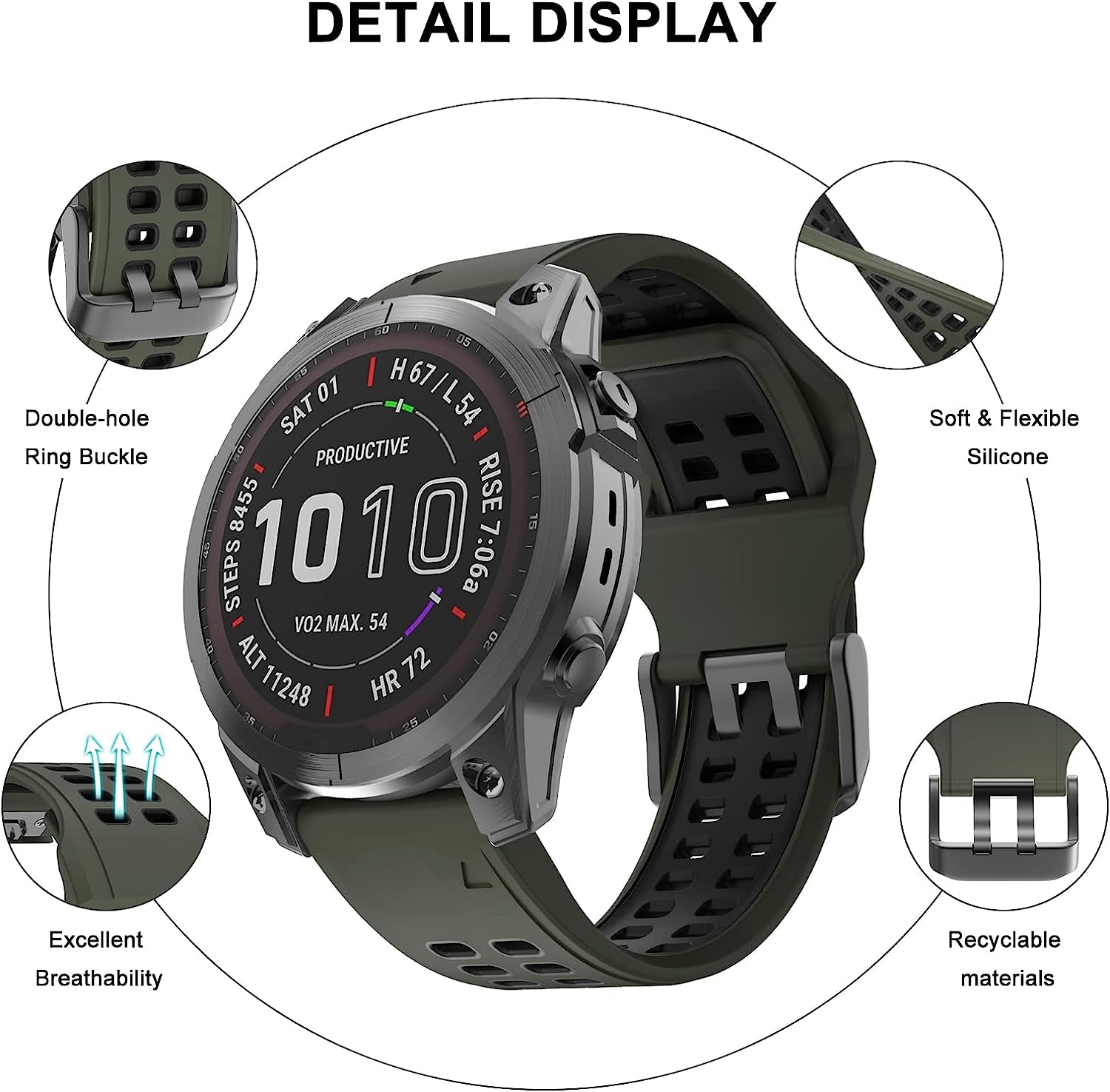 Isabake Compatible with Fenix 7 Band 22Mm Easy-Fit Silicone Watch Strap Replacement for Fenix 5/Fenix 5 Plus/Fenix 6/Fenix 6 Pro/ Forerunner 935/Forerunner 945/Approach S60/Quatix 5  Isabake   