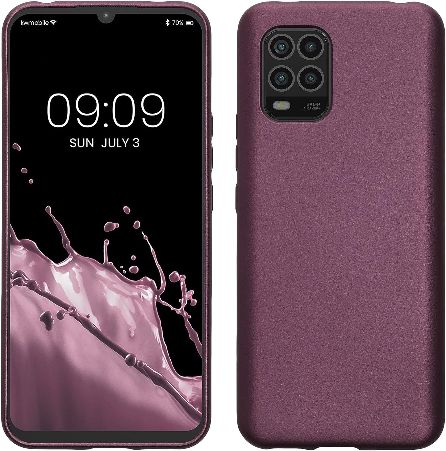 Kwmobile Case Compatible with Xiaomi Mi 10 Lite (5G) Case - Protective Slim TPU Phone Cover - Soft Matte Finish - Mango  KW-Commerce Metallic Lavender  