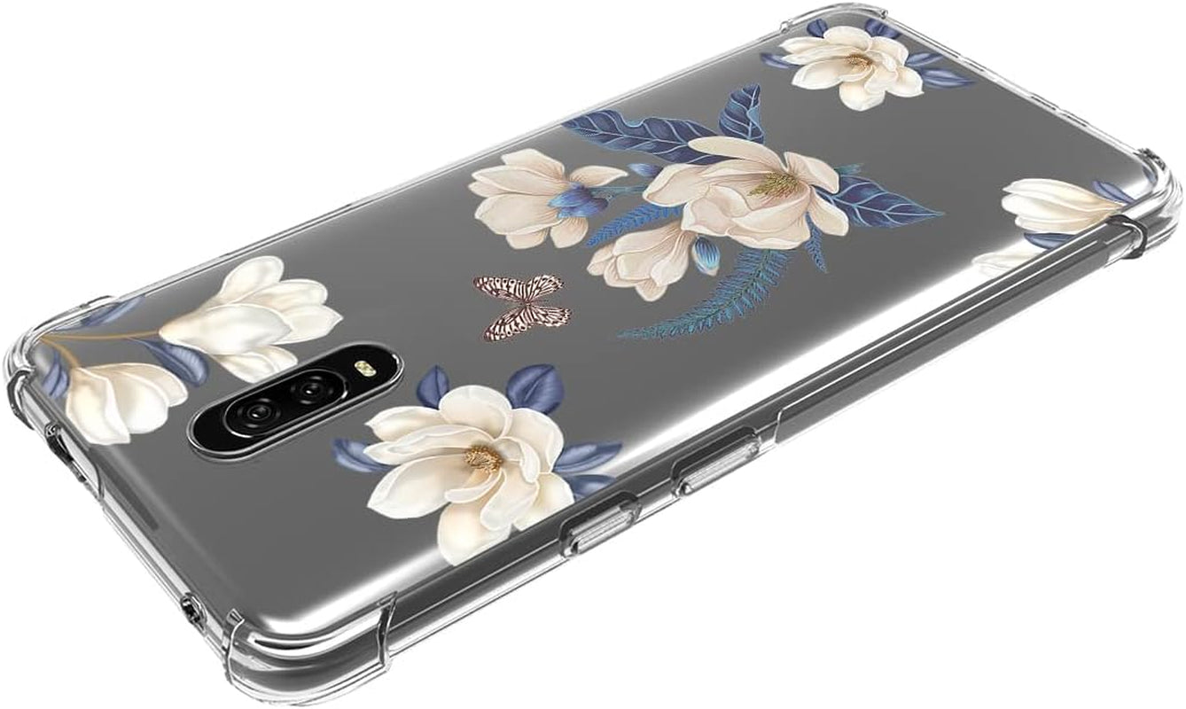 Vokuha for Oneplus 7 Gm1901/Oneplus 6T A6010 Case for Girls Women, Cute Clear Slim Shockproof Pattern Soft Flexible TPU Rubber Back Phone Protective Cover Cases for Oneplus 6T (White Flower)  Vokuha   