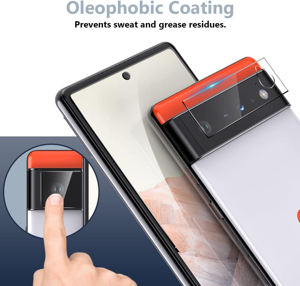 TOCOL [3+3 Pack Compatible for Google Pixel 6 5G 6.4''- 3 Pack Tempered Glass Screen Protector & 3 Pack Glass Camera Lens Protector, Case Friendly, Anti-Scratch [Alignment Tool] [Fingerprint Unlock]  TOCOL   