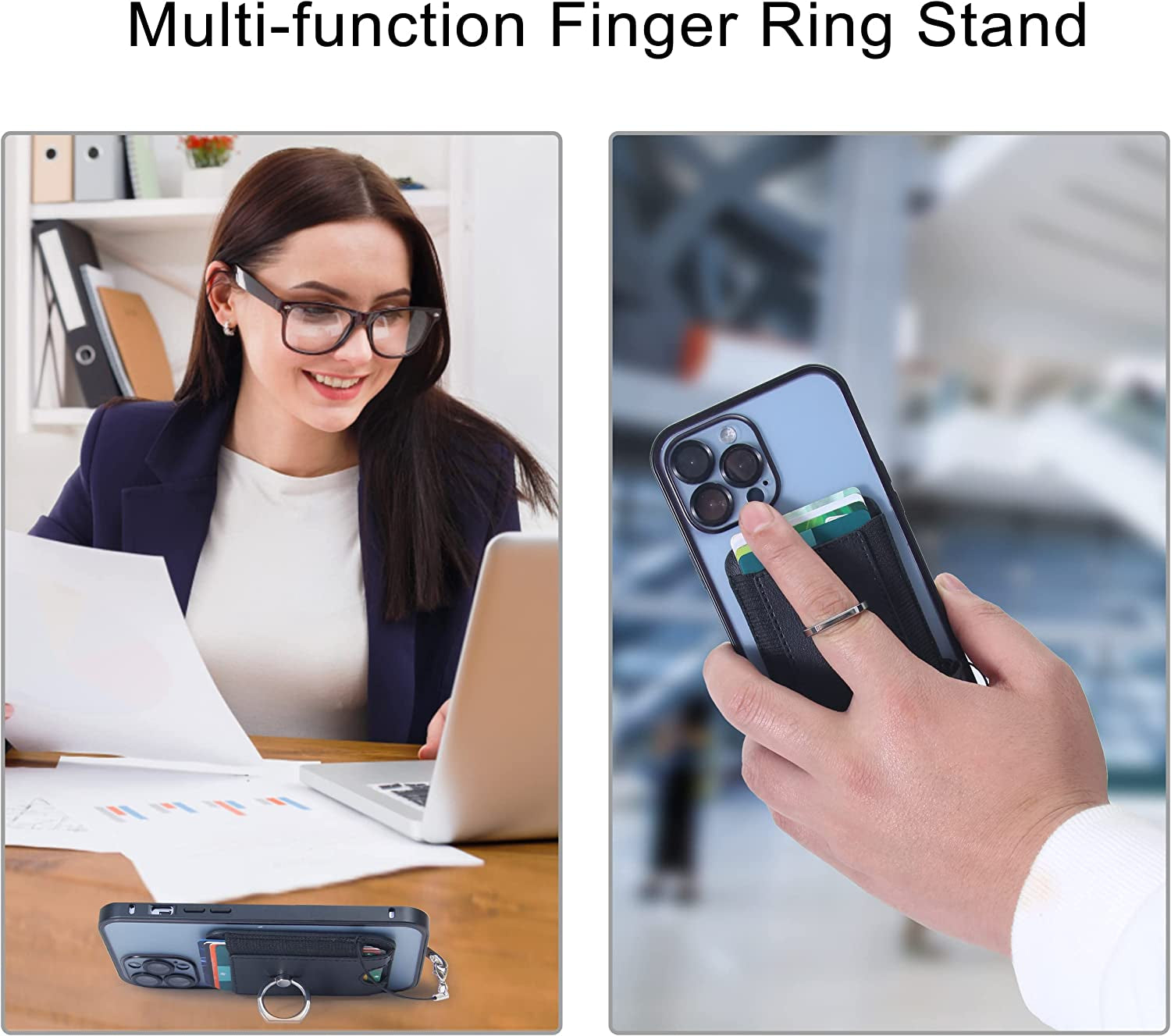 Welohas Magnetic Phone Wallet,Magsafe Leather Wallet for Back of Phone,Phone Card Holder with Ring Grip Stand for Mag-Safe Apple Iphone 14/13/12 Series,Fits Max 8 Cards  WeLohas   