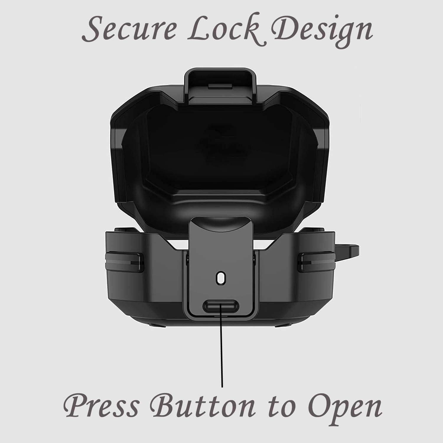 Military Armor Case with Secure Lock for Samsung Galaxy Buds Pro 2 Case/Buds Pro Case/Buds Live Case/Buds 2 Case Cover Full-Body Rugged Hard Shell for Men Women with Keychain Carabiner #Black  voma   