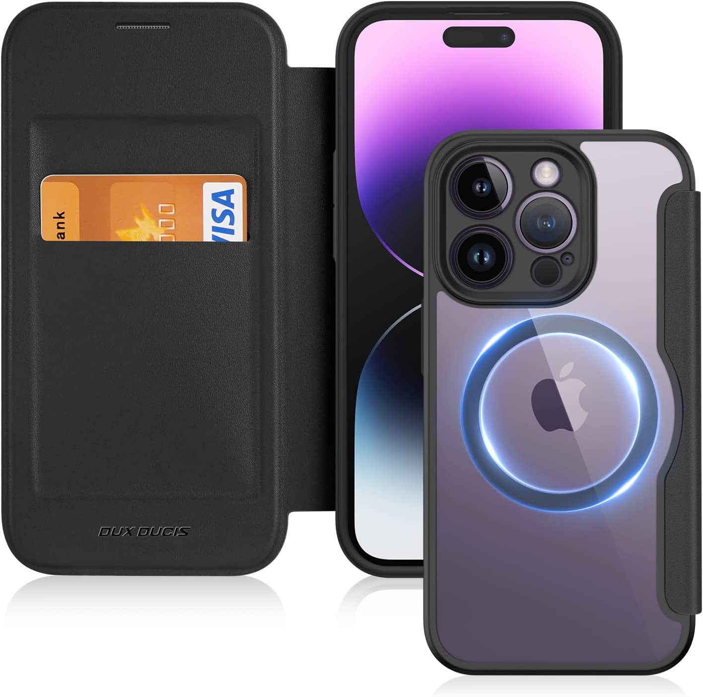 Case for Iphone 14 Pro Max Case Wallet Compatible with Magsafe, Shockproof Full Protective Flip Folio Wallet Case with RFID Blocking Card Slot PU Leather Cover for Iphone 14 Pro Max 6.7"  DUX DUCIS Black iPhone 14 Pro 