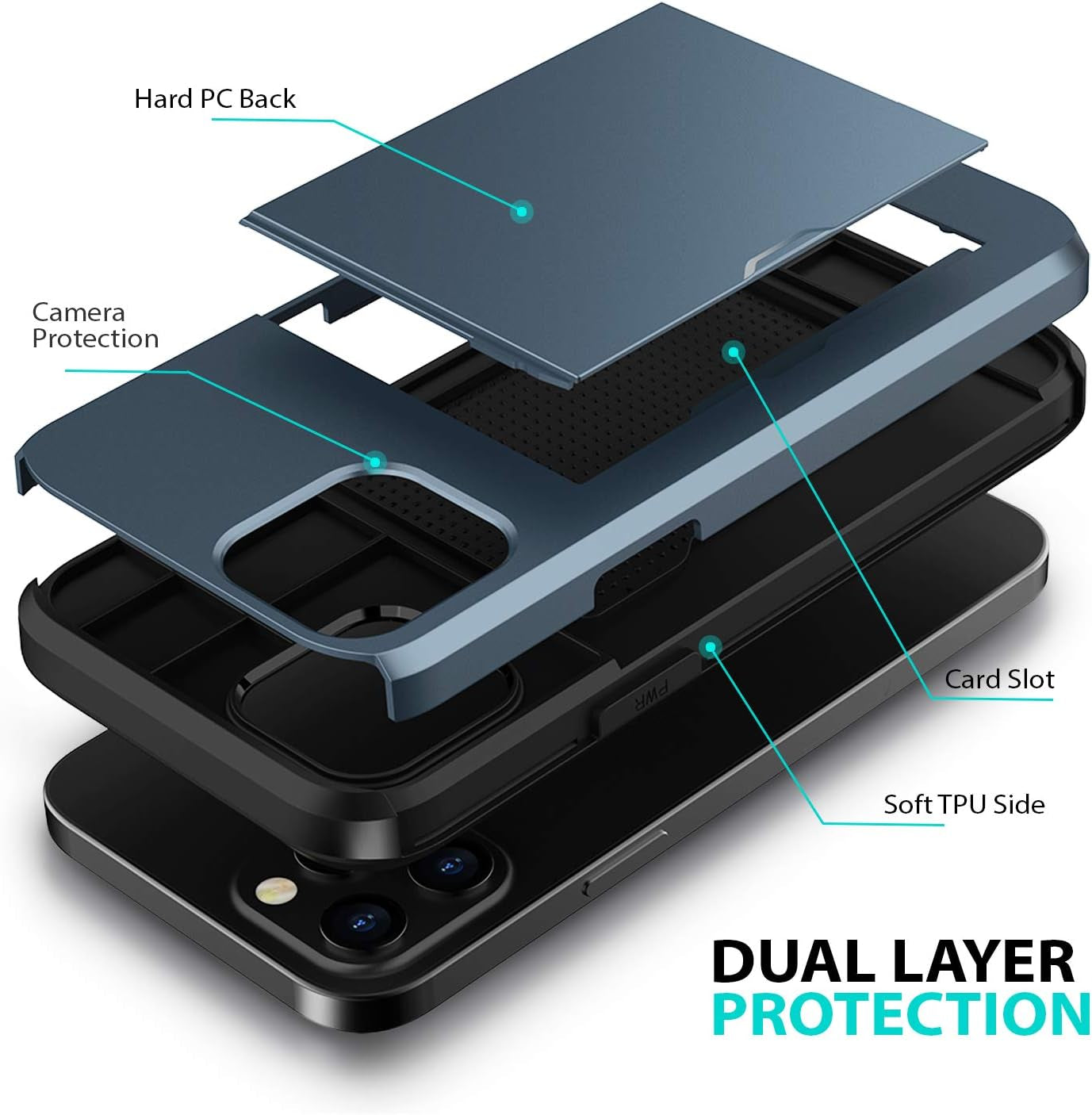 Zuslab Wallet Case Compatible with Apple Iphone 12 Pro Max, Cover with Card Holder, Shockproof anti Scratch Replacement for Iphone 12 Pro Max, with Screen Protector [X2Pack] Dark Blue  ZUSLAB   