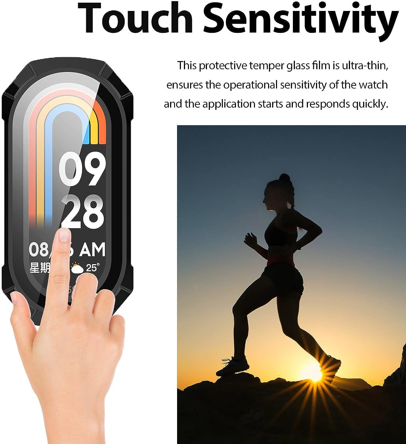 [2 Pack] Miimall Campatible for Xiaomi Mi Band 8 Case with Screen Protector, PC Full Coverage Case HD Ultra-Thin Screen Protector Anti-Scratch Protective Case Cover for Xiaomi Mi Band 8 (Clear+Black)  Miimall   
