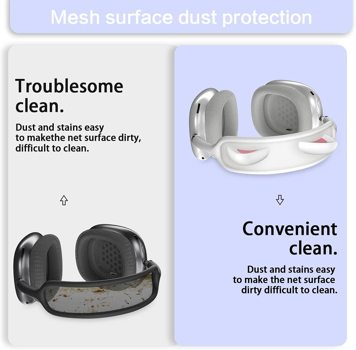 WQNIDE Headband Cover for Airpods Max, Cute Cat Ears Design Soft Silicone Headphone Headband Protectors/Comfort Cushion/Top Pad Protector Sleeve Compatible with Apple Airpods Max (White)  WQNIDE   