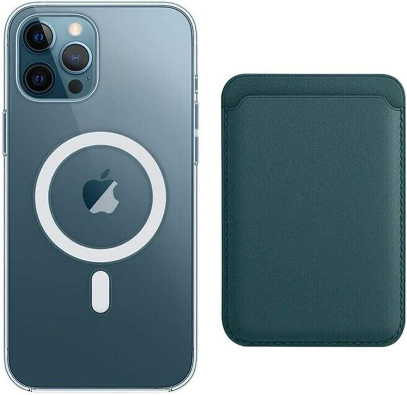 TYPLAUSE Iphone 13 Mag-Safe Leather Wallet Card Holder + Magnetic Clear Phone Case Cover (Brown)  Typlause Clear Case + Baltic Blue 6.1 (iPhone 13 Pro) 