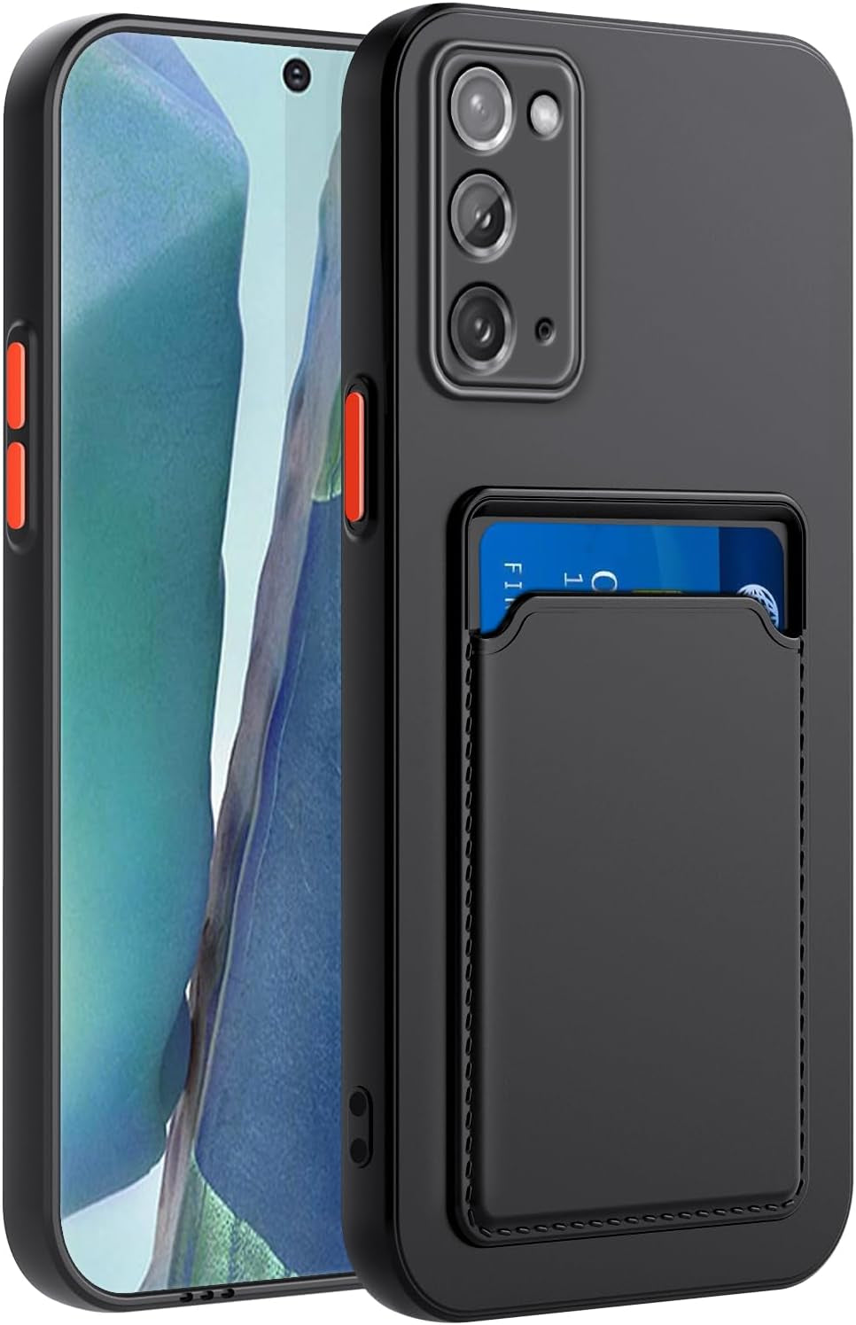 For Note 20 Case,Galaxy Note 20 Case with Minimalist Credit Card Holder Slot TPU Soft TPU Silicone Scratch-Resistant Slim Card Slot Wallet Case Protective Cover for Samsung Galaxy Note 20-Purple  TSAYGFK Black  