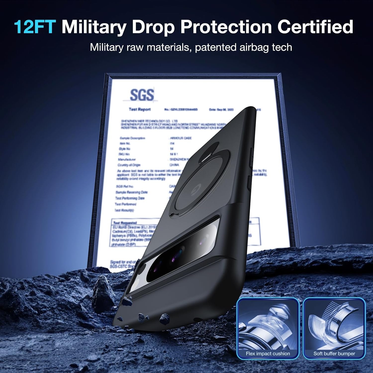 [360°Rotatable Ring] for Google Pixel 8 Pro Case Compatible with Magsafe [NO.1 Magnetic Invisible Stand] [Military Shockproof] [Translucent Matte] with Silicone Bumper for Pixel 8 Pro Cover Slim,Black  FNDMIL   