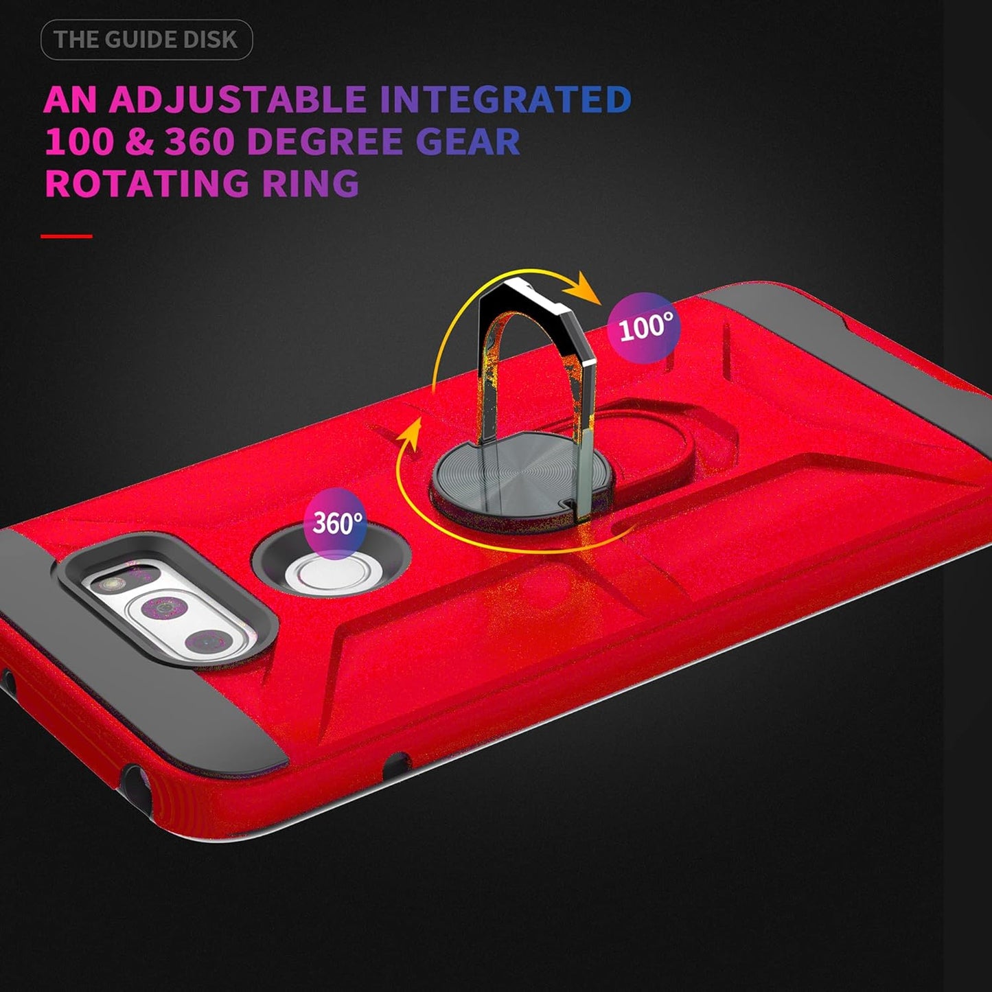 Ymhxcy Case Compatible with LG V35 Thinq/V30/V30 Plus/ V30S Thinq/ V35 Case with HD Screen Protector,360 Degree Rotating Ring Kickstand Holder Dual Layers of Shockproof Case for V30-ZS (Zs-Red)  YmhxcY   