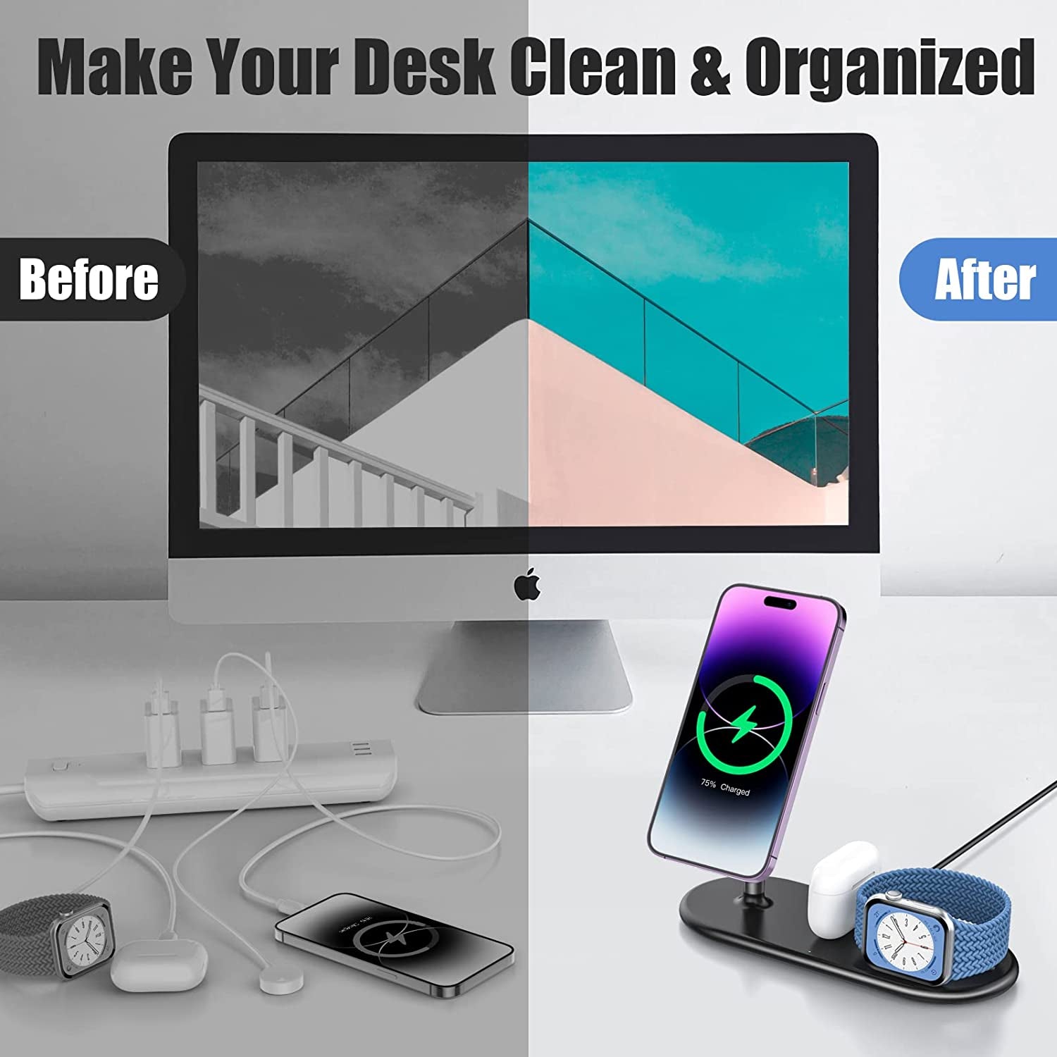 3-In-1 Wireless Charging Station for Apple Devices - Fast Wireless Charger Stand Compatible with Magsafe Charger for Iphone 14/13/12 Series, Apple Watch Ultra 8/7/SE/6/5/4/3, Airpods 3/Pro/2/1  ShenZhen ChengGuo Electronics Co.,Ltd   