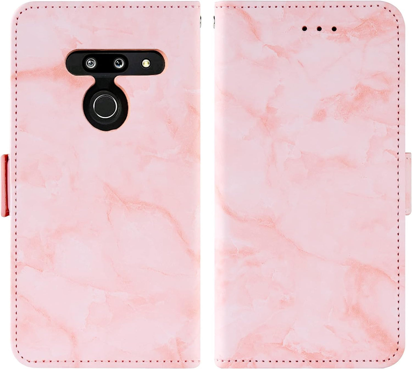 Asuwish Compatible with LG G8 Thinq Case and Tempered Glass Screen Protector Cell Accessories Card Holder Slot Kickstand Marble Wallet Phone Covers for LGG8 Thin Q G 8 LG8 G8Thinq Lgg8Thinq 8G Pink  Asuwish   