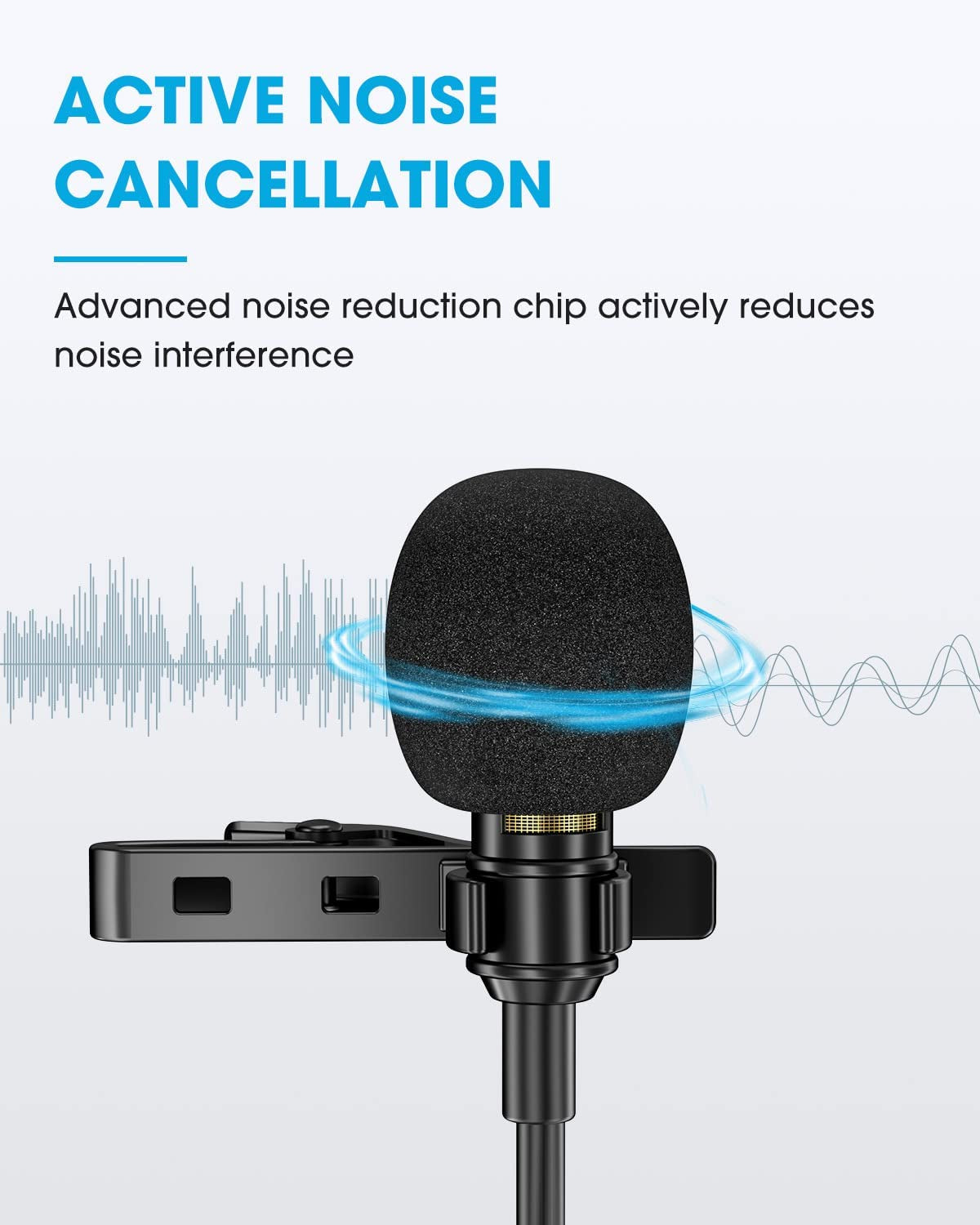 Pop Voice Lapel Microphone Lavalier Mic - Noise Cancelling 16 Feet Lav Mic for Iphone Android & Windows Smartphones, Youtube, Interview, Studio, Video Recording (Single Head Omnidirectional Condenser)  PoP voice   