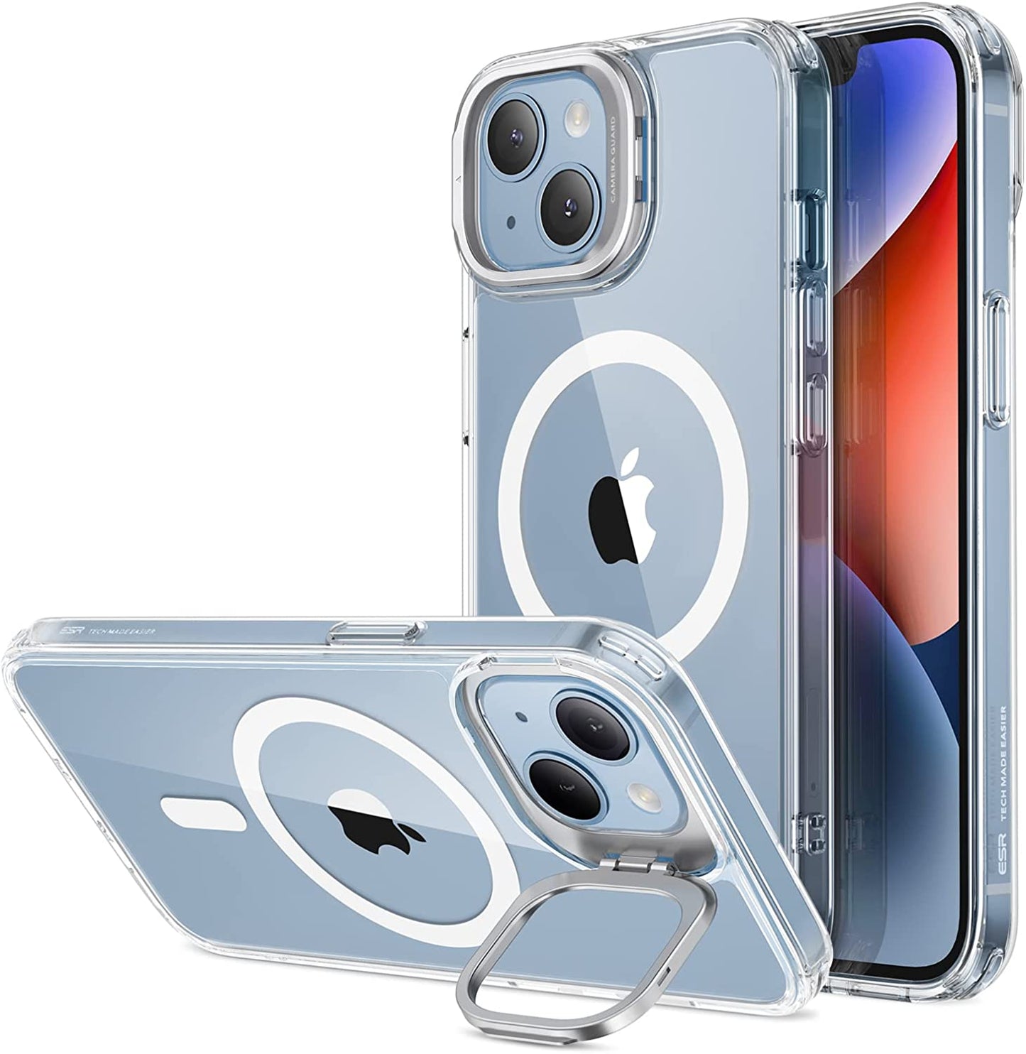 ESR Classic Kickstand Case with Halolock Compatible with Iphone 14/Iphone 13, Magsafe-Compatible Case with Stand, Military-Grade Protection, Built-In Camera Ring Stand, Scratch-Resistant Back, Clear  Electronic Silk Road Corp   