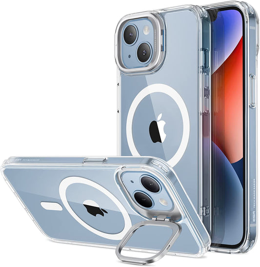 ESR Classic Kickstand Case with Halolock Compatible with Iphone 14/Iphone 13, Magsafe-Compatible Case with Stand, Military-Grade Protection, Built-In Camera Ring Stand, Scratch-Resistant Back, Clear  Electronic Silk Road Corp   