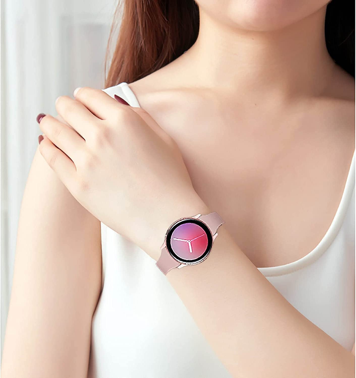 4 Pack Bands Compatible with Samsung Galaxy Watch 4 /Galaxy Watch 5 40Mm 44Mm/ Galaxy Watch 4 Classic /Galaxy Watch 5 Pro 45Mm/ Galaxy Active 2 40Mm 44Mm, 20Mm Soft Slim Silicone Sport Straps for Women Men (Small, Black/Navy Blue/Pine Green/Plum)  Suremita   