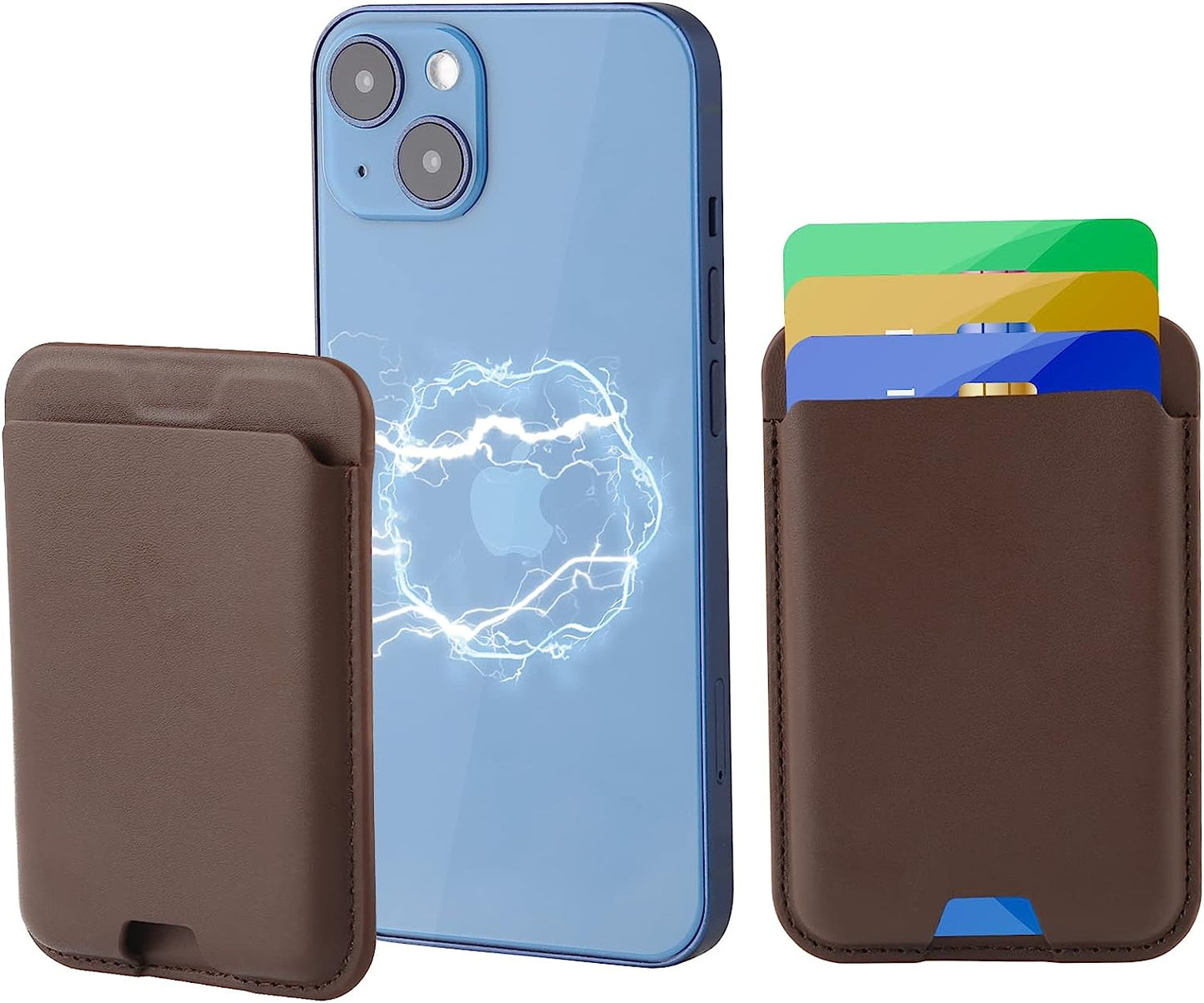 Mornex Magnetic Wallet with Magsafe Designed for Iphone 13 and Iphone 12 Series, Leather Magnetic Card Holder of Back Compatible with Iphone, Black  Mornex Brown  