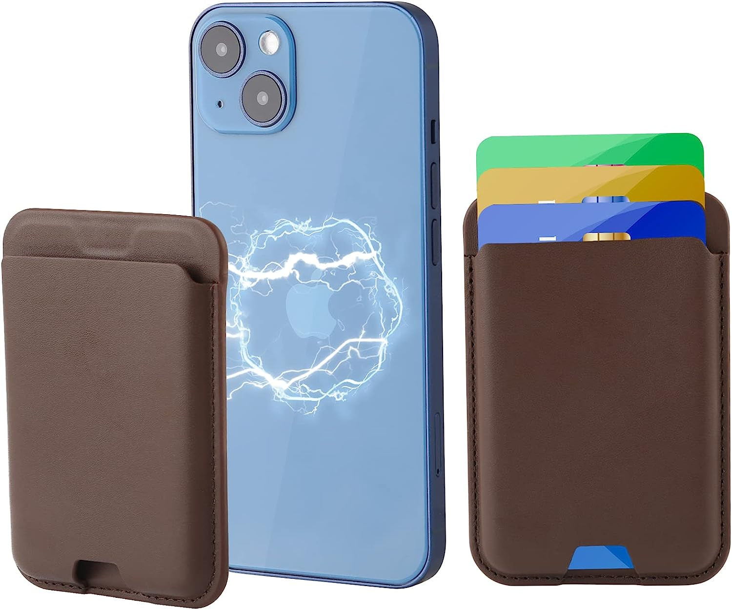 Mornex Magnetic Wallet with Magsafe Designed for Iphone 13 and Iphone 12 Series, Leather Magnetic Card Holder of Back Compatible with Iphone, Black  Mornex Brown  