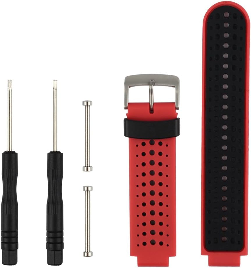 Ybludiy Compatible with Garmin Forerunner 235 Band,Soft Silicone Replacement Watch Band Fit Garmin Forerunner 235/235 Lite/220/230/620/630/735Xt/Approach S20/S6/S5 Bands  Ybludiy 03-Red&Black  