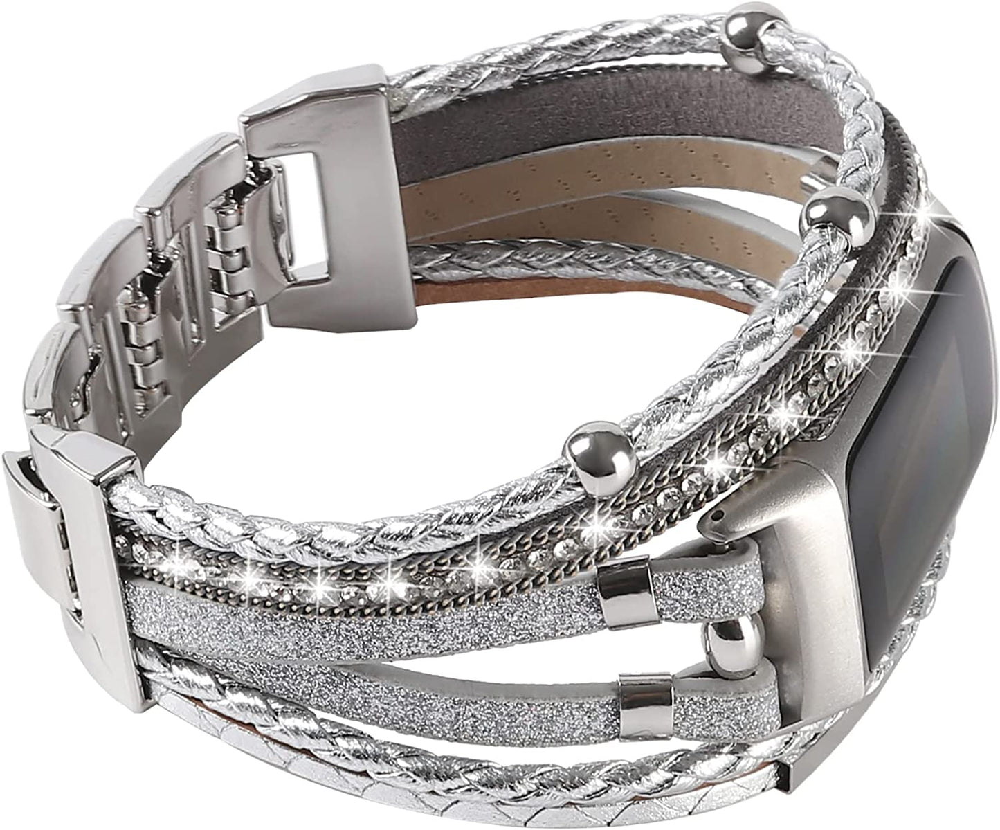 YOSWAN Leather Bands Compatible with Fitbit Charge 5 Bands for Women, Boho Handmade Multilayer Wrap Bracelets Jewelry Strap Wristband Replacement for Fitbit Charge 5 Fitness Tracker  YOSWAN   