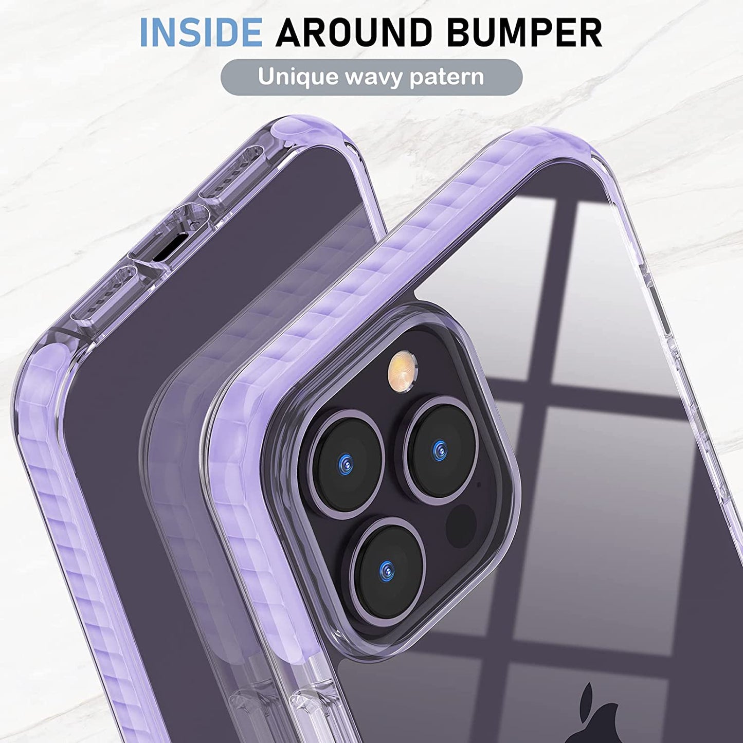 MATEPROX Compatible with Iphone 14 Pro Max Case Clear Thin Slim Crystal Transparent Cover Shockproof Bumper Case for Iphone 14 Pro Max 6.7" 2022(Purple)  MATEPROX   