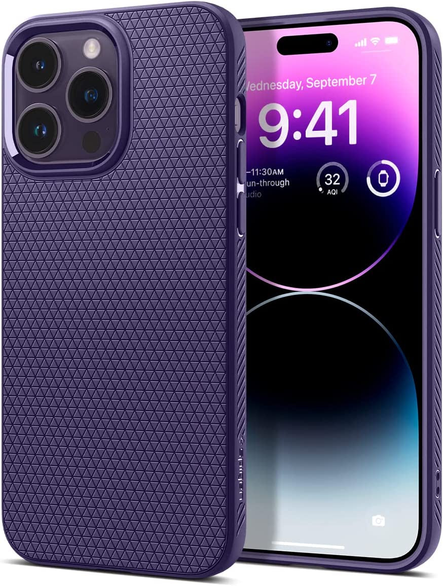Spigen Liquid Air Armor Designed for Iphone 14 Pro Max Case (2022) - Matte Black  Spigen Deep Purple  
