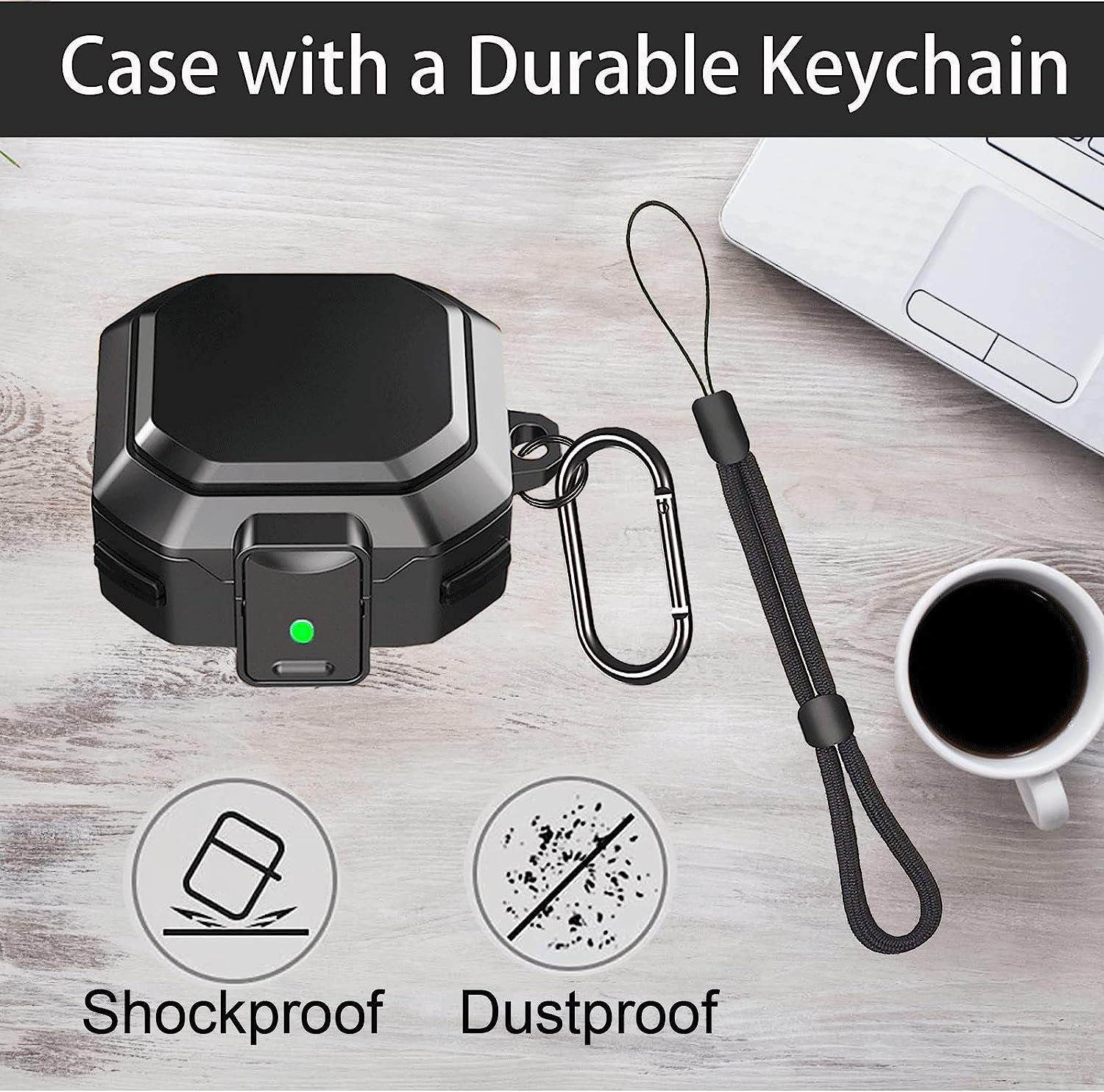 Locking Case Compatible with Samsung Galaxy Buds 2 / Galaxy Buds Pro 2/ Galaxy Buds Pro/Galaxy Buds Live, Galaxy Buds Case with Lock, Keychain and Strap/Lanyard, Galaxy Buds2 Case Cover (Black)  ULITIQ   