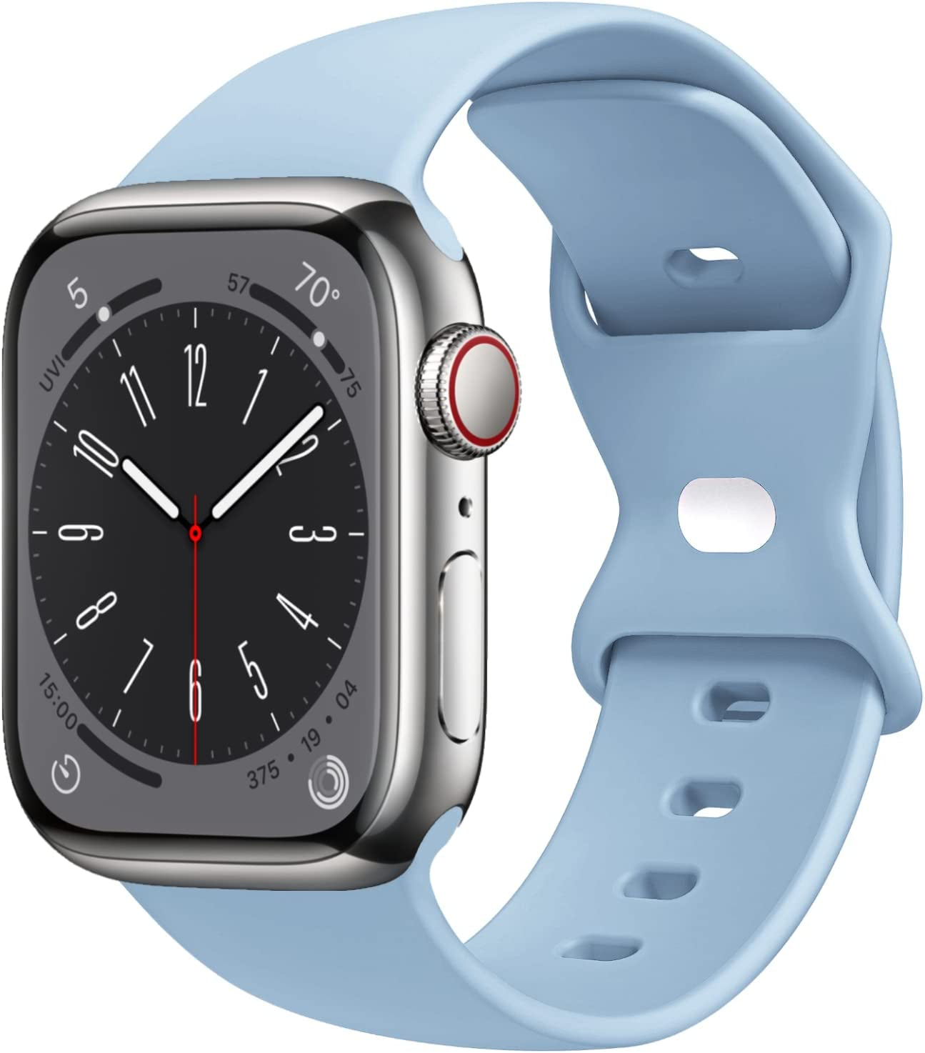 STG Sport Watch Band Compatible with Apple Watch Band 38Mm 40Mm 41Mm 42Mm 44Mm 45Mm 49Mm, Soft Silicone Replacement Sport Strap Compatible for Iwatch Ultra SE Series 8/7/6/5/4/3/2/1 (42Mm/44Mm/45Mm/49Mm, Klein Blue)  STG Blue Fog 42mm/44mm/45mm/49mm 