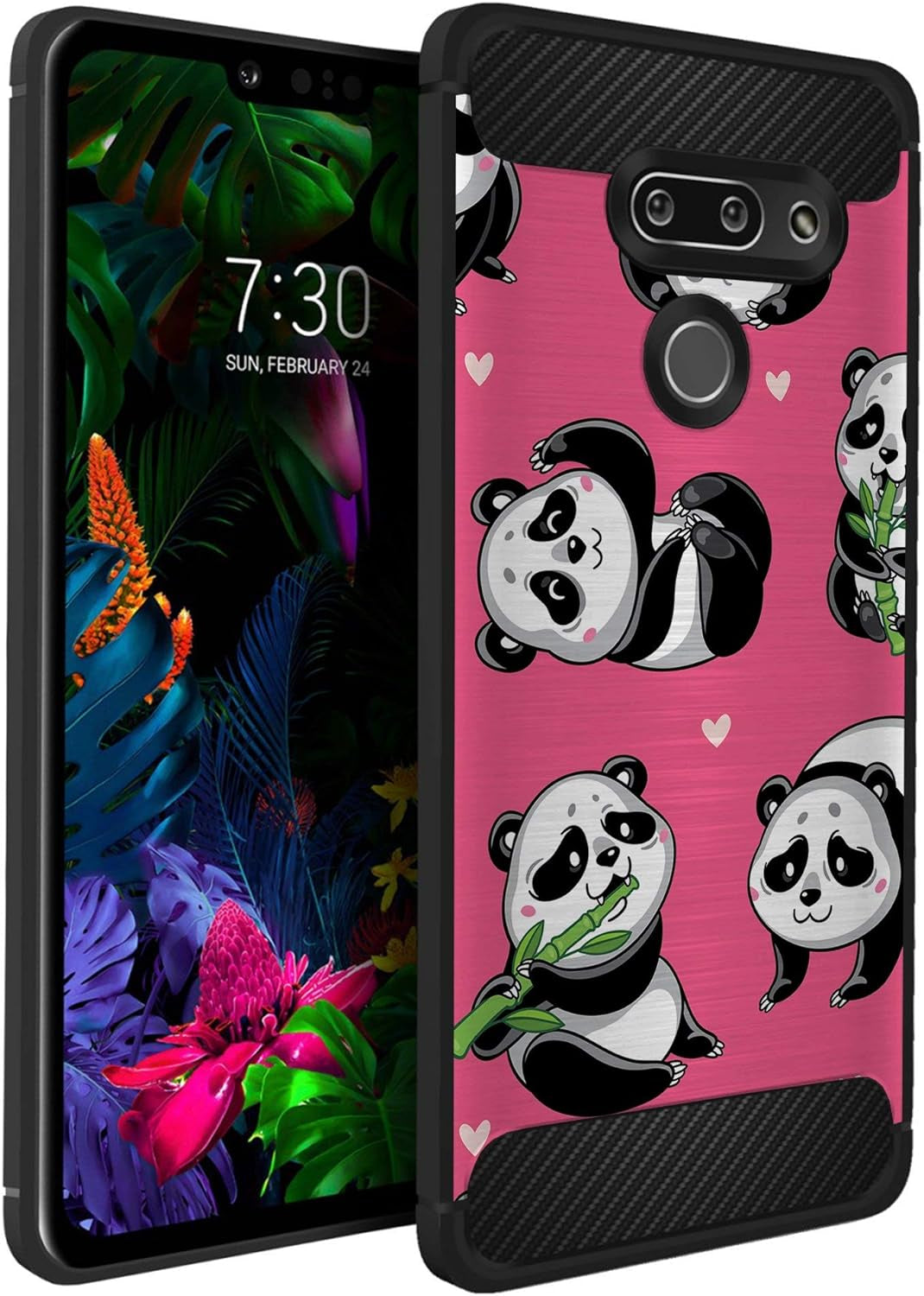 Casesondeck Case Compatible with LG G8 Thinq/Lg G8 -Flexible and Durable Shock Absorption with Carbon Fiber Accents and Designs (Deer Skull)  CasesonDeck Pink Panda  