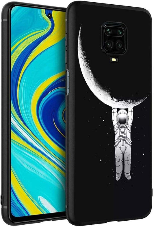 KAPUCTW Case for Xiaomi Redmi Note 9S / Xiaomi Redmi Note 9 Pro, Black Silicone Matt Back Cover with Floral Design -Note 9S 9Pro [6.67"] Slim Thin Shockproof Soft Gel TPU for Girls (Moon2)  KAPUCTW   
