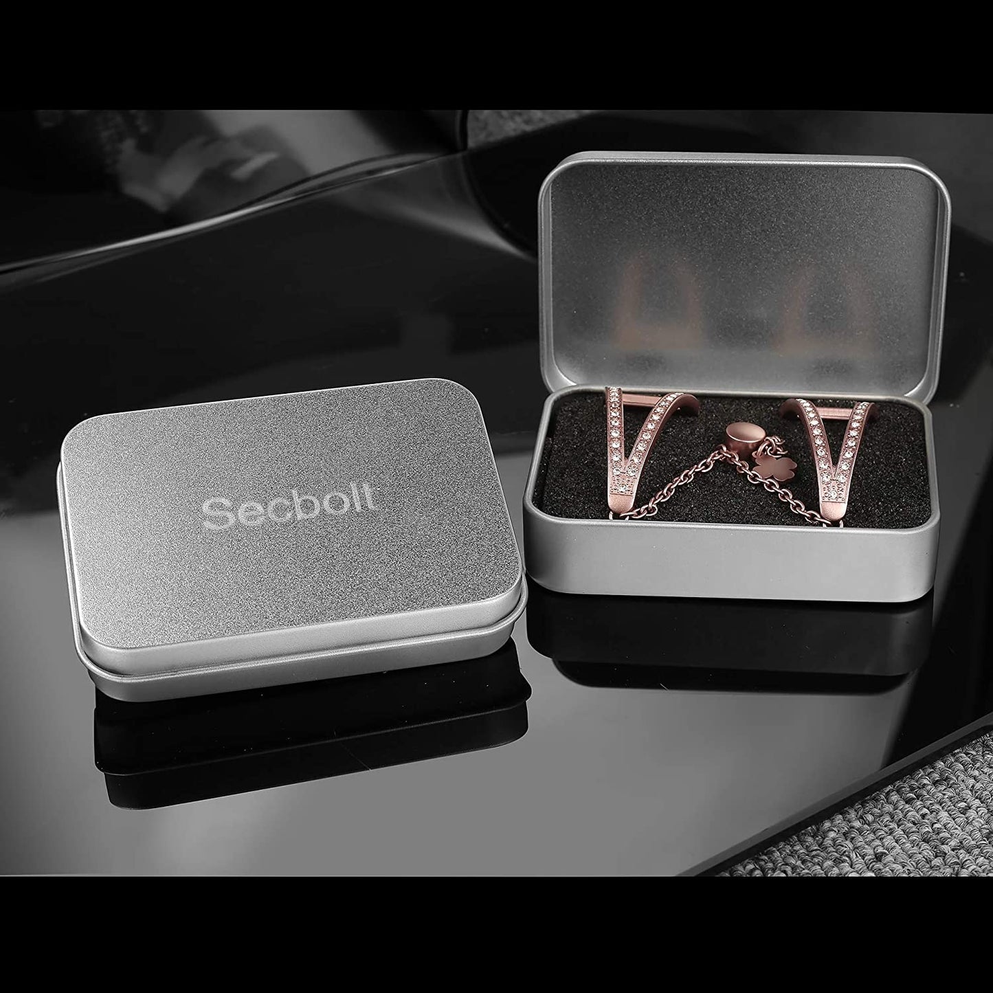 Secbolt Bling Bands Compatible with Apple Watch Bands 38Mm 40Mm 41Mm 42Mm 44Mm 45Mm Iwatch Series 8/7/6/5/4/3/2/1/SE, Women Dressy Metal Jewelry Bracelet Bangle Wristband Stainless Steel  Secbolt   