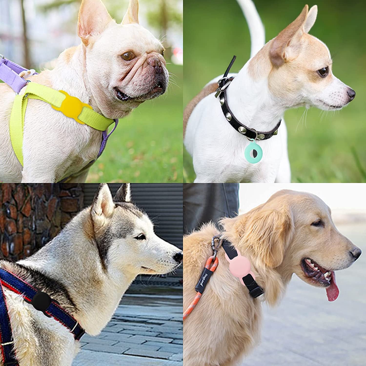 Puppydoggy 2 Pack Airtag Holder for Collar, Dog Cat Tracker Case, Silicone Airtag Case Waterproof, Scratch-Resistant, Anti-Lost & 1 Pack Airtag Keychain Holder for Bag, Suitcase (Small, Yellow)  Demao   