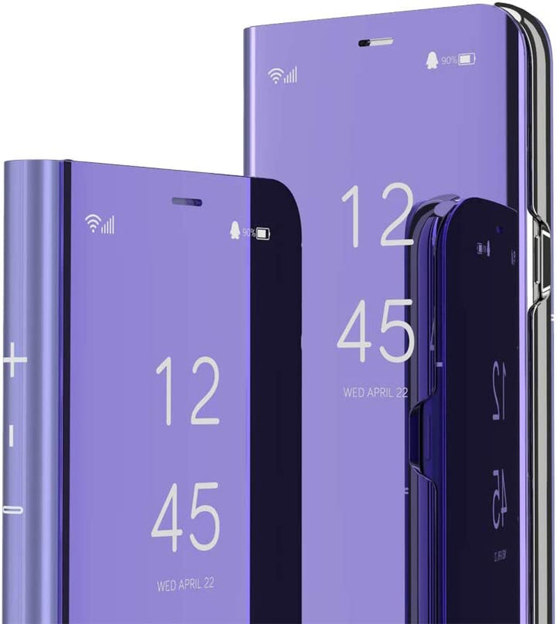 HMTECHUS Compatible with LG V40 Thinq Case Luxury Bookstyle Clear View Window Electroplate Plating Stand Scratchproof Full Body Protective Flip Folio Slim Thin Cover for LG V40 PU Mirror:Purple MX  HMTECHUS   