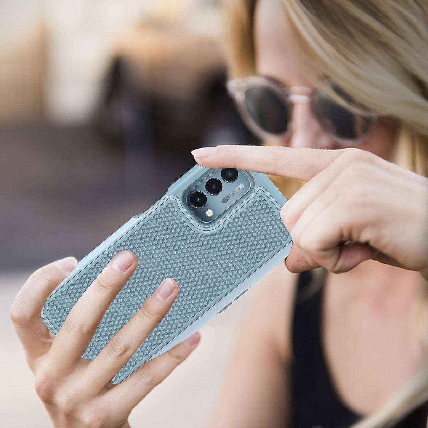 NTZW for Oneplus Nord N200 5G Case: Heavy Duty Shockproof Protective Phone Case [2 Tempered Glass Screen Protector] Anti-Slip Textured Hard Cover + Soft Silicone Rubber Bumper Teal  yanshichuang   