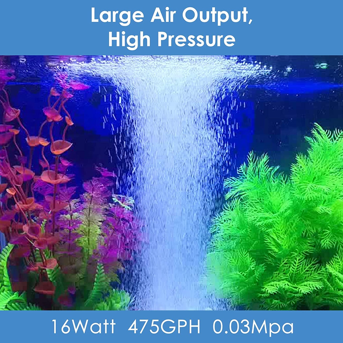 Aquamiracle Quiet Aquarium Air Pump 317/475GPH 0.025/0.03Mpa 8/16W High Pressure Air Pump Commercial Air Pump Pond Aerator Bubbler Hydroponics Air Pump Oxygen Pump for up to 800/1200 Gallon Water  AquaMiracle   